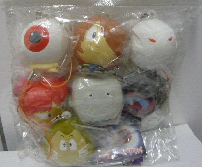 Bandai Gegege No Kitaro Gashapon 7-Piece Mini Squeeze Trading Figure Set - Anime Collectibles for Display & Gift Giving