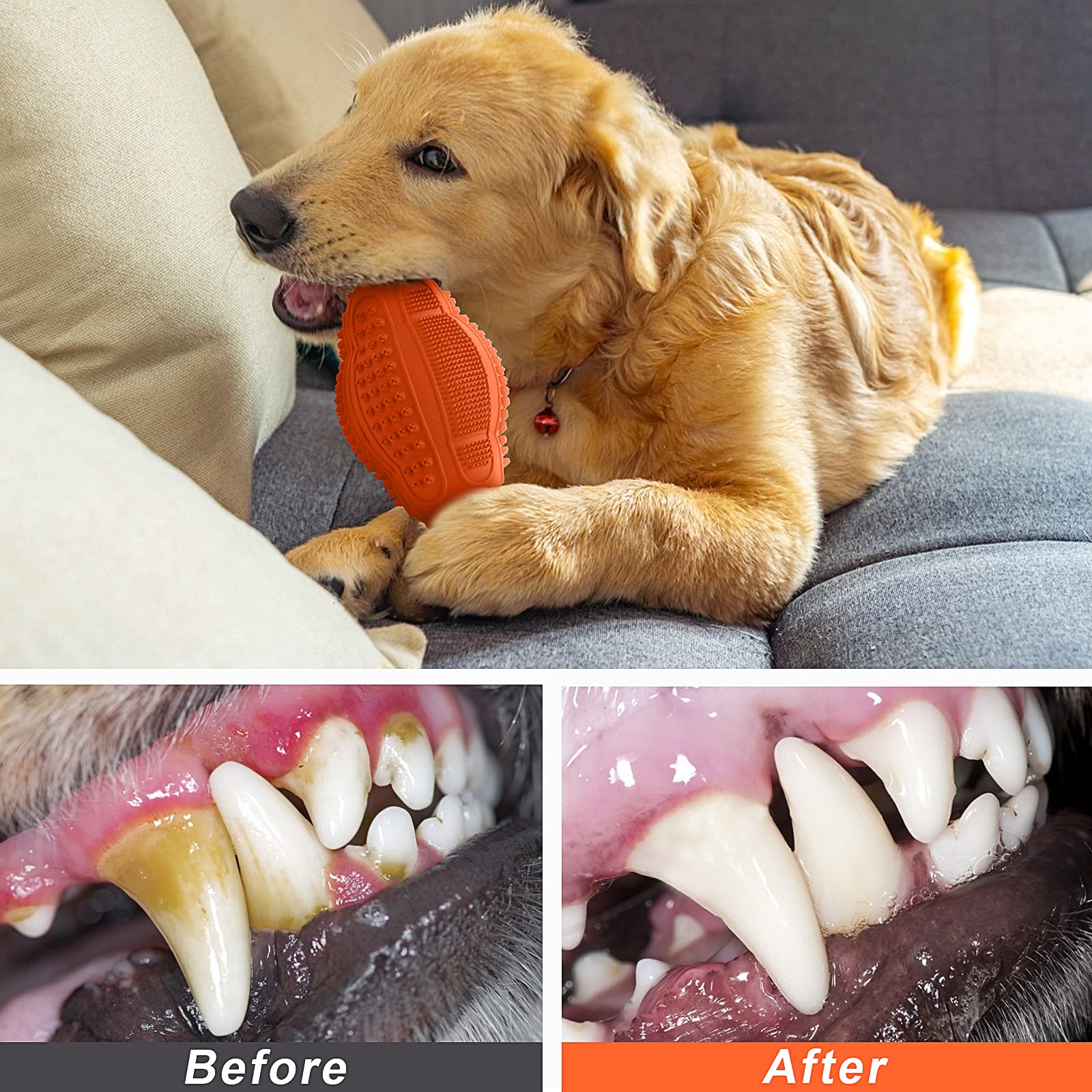 LUKITO 3 Pack Durable Dog Chew Toys for Aggressive Chewers - Natural Rubber Teeth Cleaning & Gum Massage Chew Toys for Large & Medium Dogs - Perfect for Playtime, Training & Dental Care