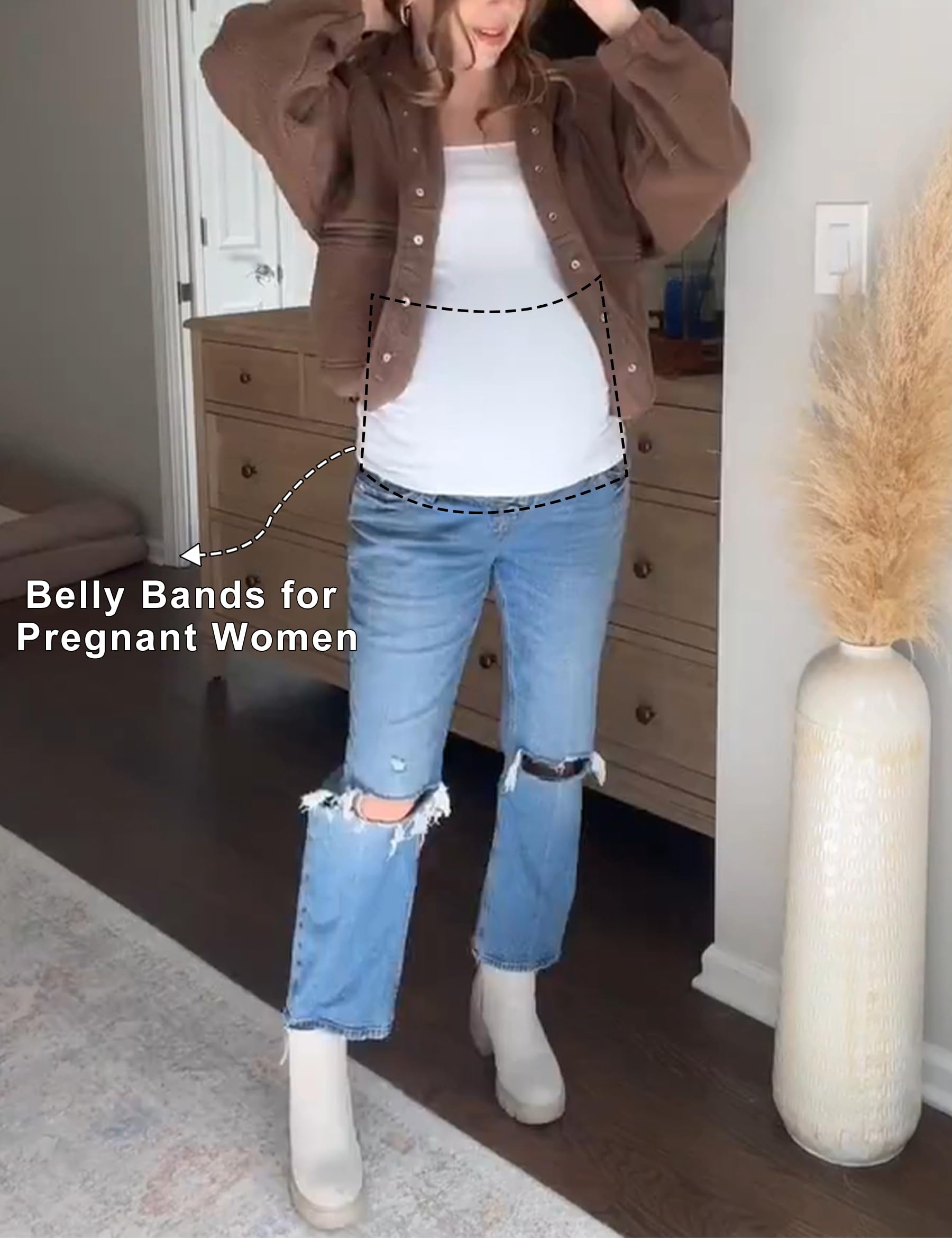 **Maternity Belly Band for Pregnant Women - Postpartum Support Belt for Pants & Jeans - Comfortable Pregnancy Band for Everyday Wear & Active Moms**