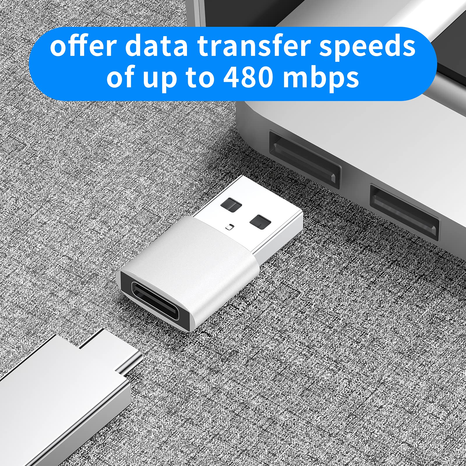 USB C Female to USB Male Adapter 3 Pack - Type C to USB A Charger Cable Converter - Compatible with iPhone 12/11/Pro/Max, iPad Air/Pro, Samsung Galaxy S21/S20, Google Pixel 5/4 - Perfect for Charging, Data Transfer & Device Connectivity at Home, Office or Travel