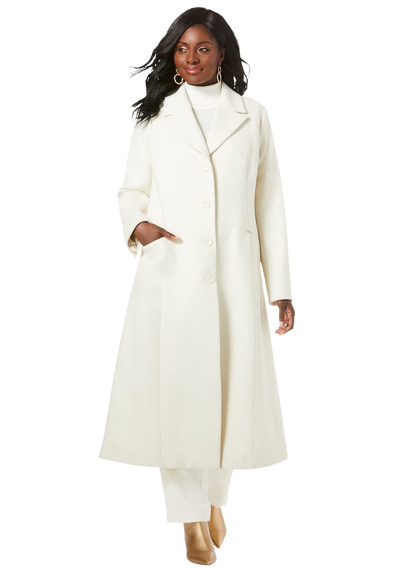 Jessica London Women's Plus Size Wool Blend Long Coat for Winter - Warm & Stylish Outerwear for Work, Travel & Special Occasions