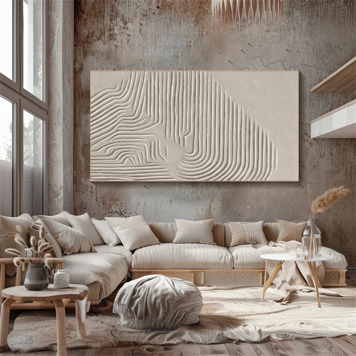 Custom Size Beige & Brown Abstract Wall Art Canvas Print #BB145 - Perfect for Living Room, Bedroom & Office Decor