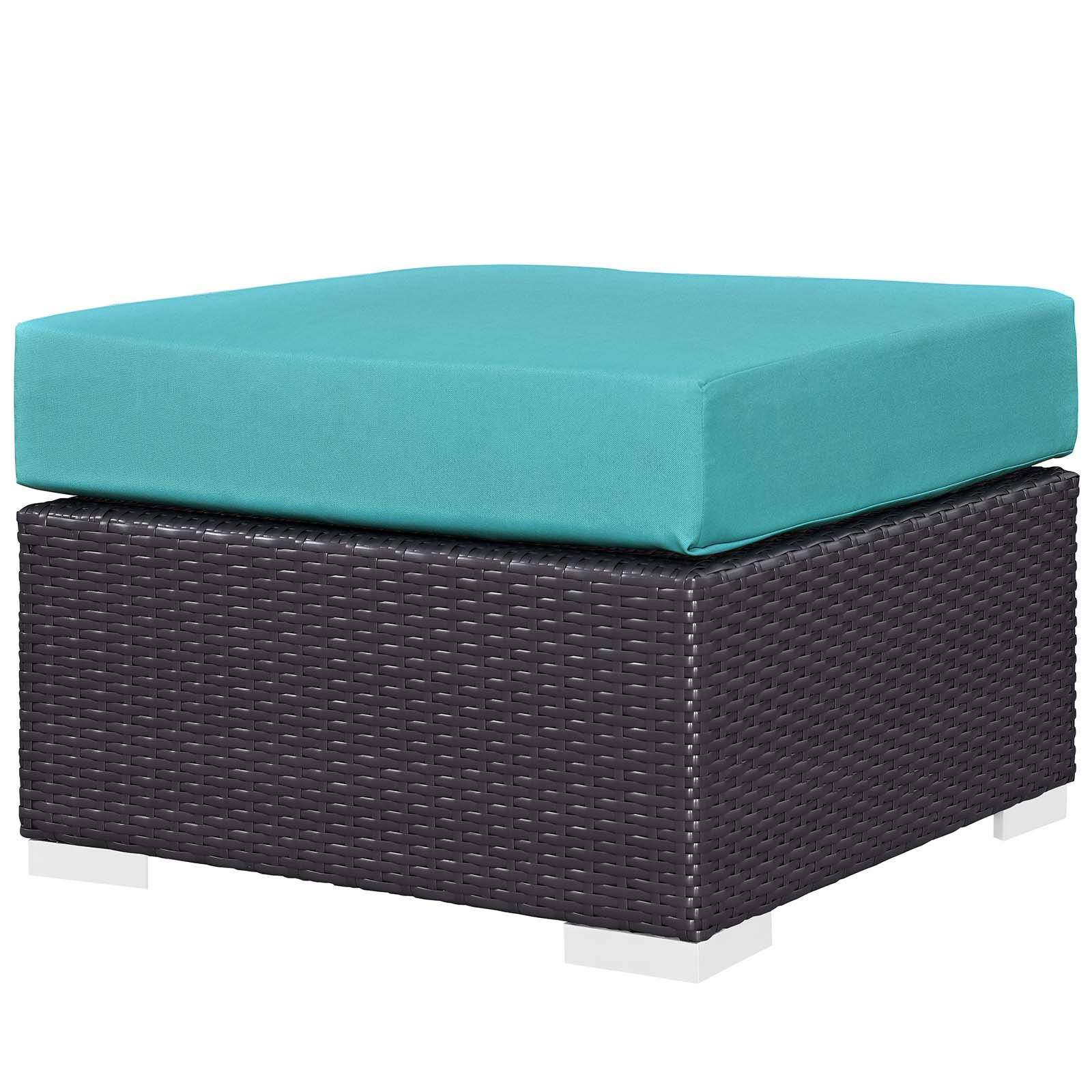 Modern Outdoor Patio Lounge Sofa Set with Wicker Chairs & Coffee Table - Waterproof Rattan Furniture with Fire Pit - Blue Outdoor Seating for Garden, Backyard, Poolside & Patio Relaxation