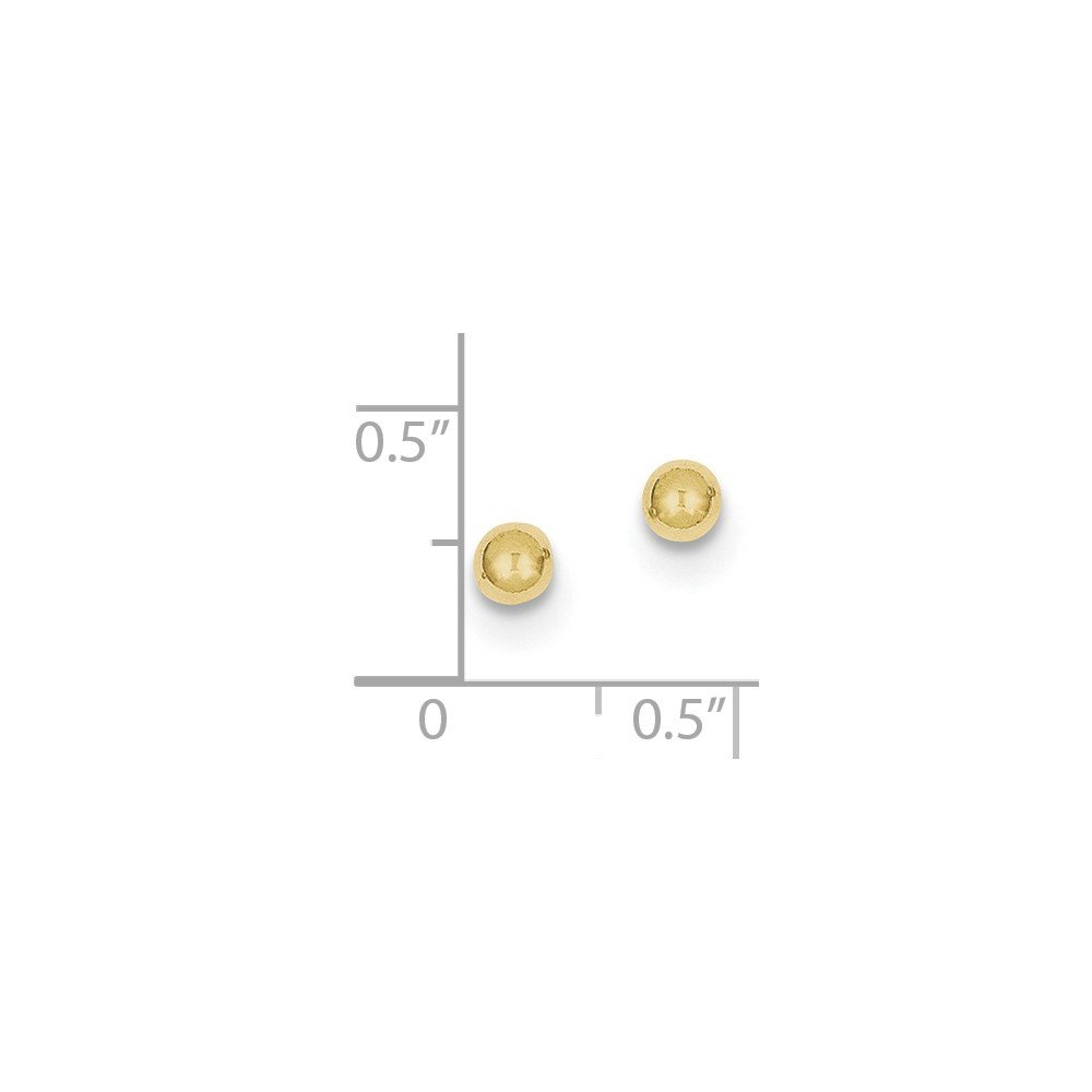 10K Solid Gold Polished 3mm Ball Stud Earrings for Women - Hypoallergenic Everyday Jewelry Gift for Her, Perfect for Work, Date Night & Special Occasions