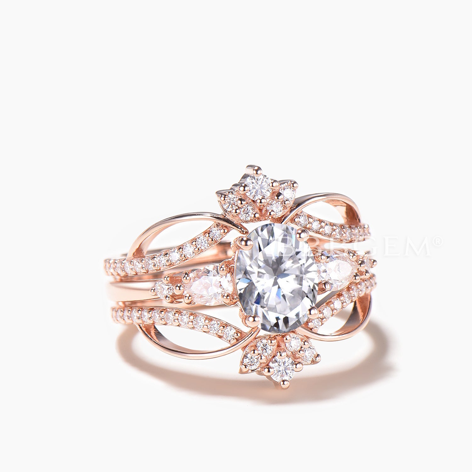 1.5CT Oval Cut Moissanite Engagement Ring Enhancer Bridal Set - Elegant Wedding Band for Brides & Anniversary Gifts - Perfect for Proposals, Vows Renewal & Special Occasions