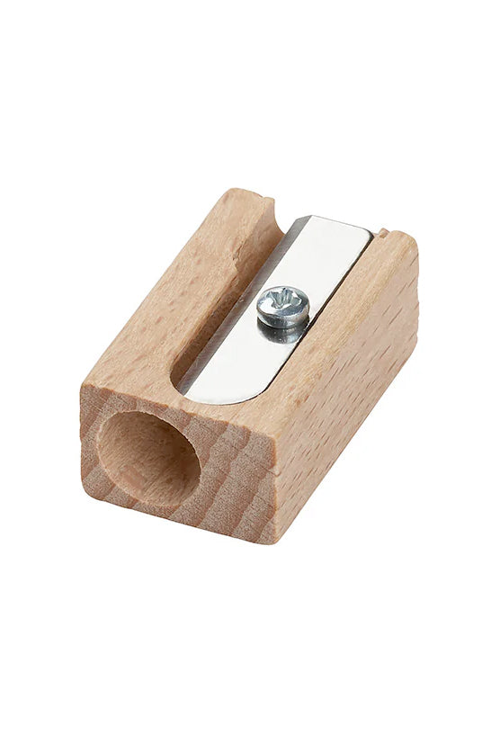 Premium M+R Wooden Pencil Sharpener - Single Block Design, Natural Beech Wood - Perfect for Office, School & Art Supplies Organization