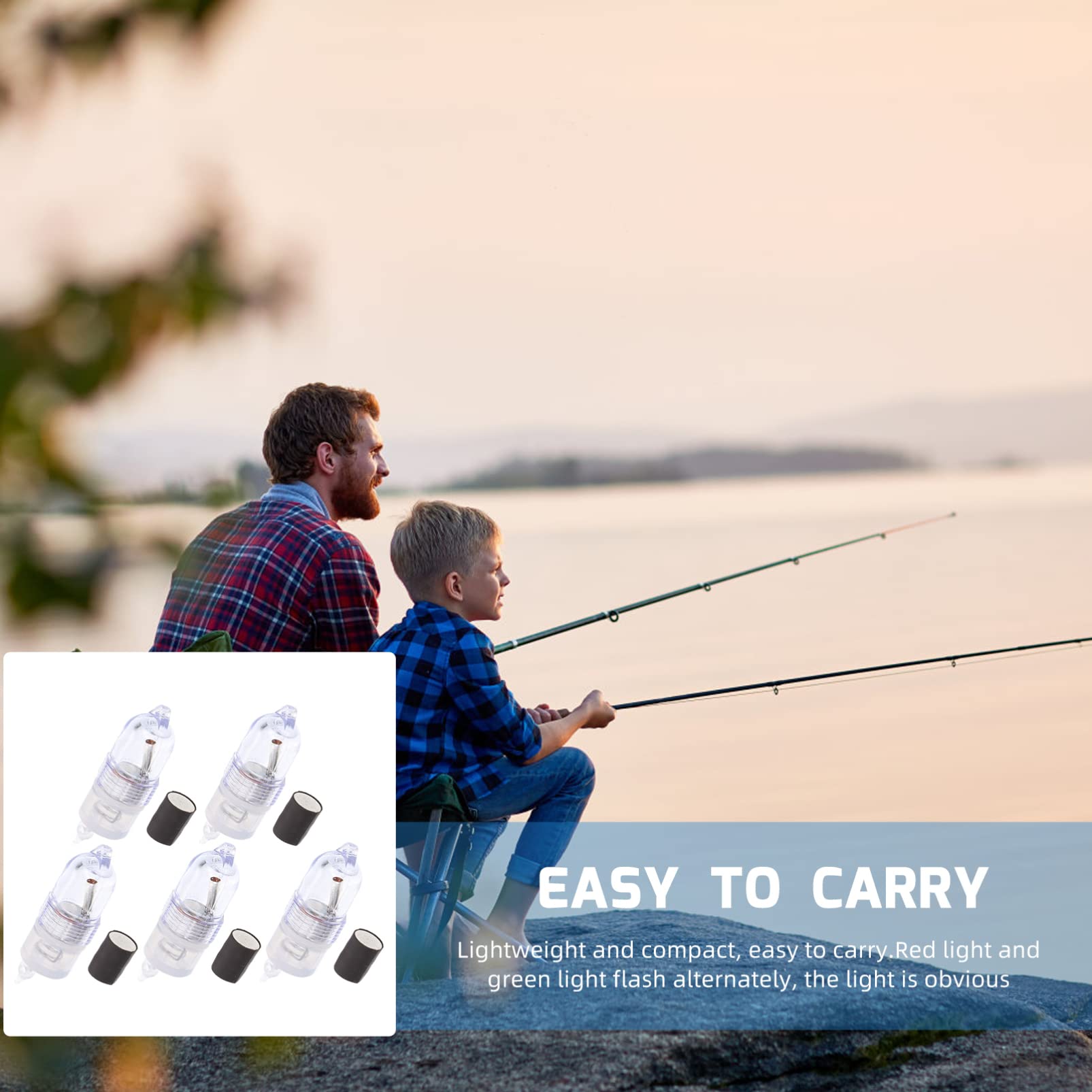Balacoo 5PCS Fishing Signal Light with Bite Alarm - Deep Drop Fishing LED Lights for Squid & Fish Attraction - Electronic Bite Indicator & Warning Light for Night Fishing | Perfect for Saltwater, Freshwater & Ice Fishing Scenarios