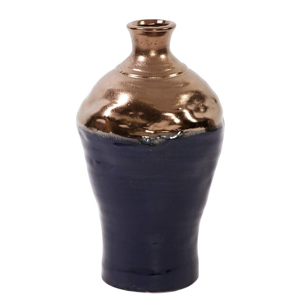 Organic Midnight Blue Ceramic Vase - Large Handmade Home Decor for Living Room, Dining Table, or Wedding Centerpiece