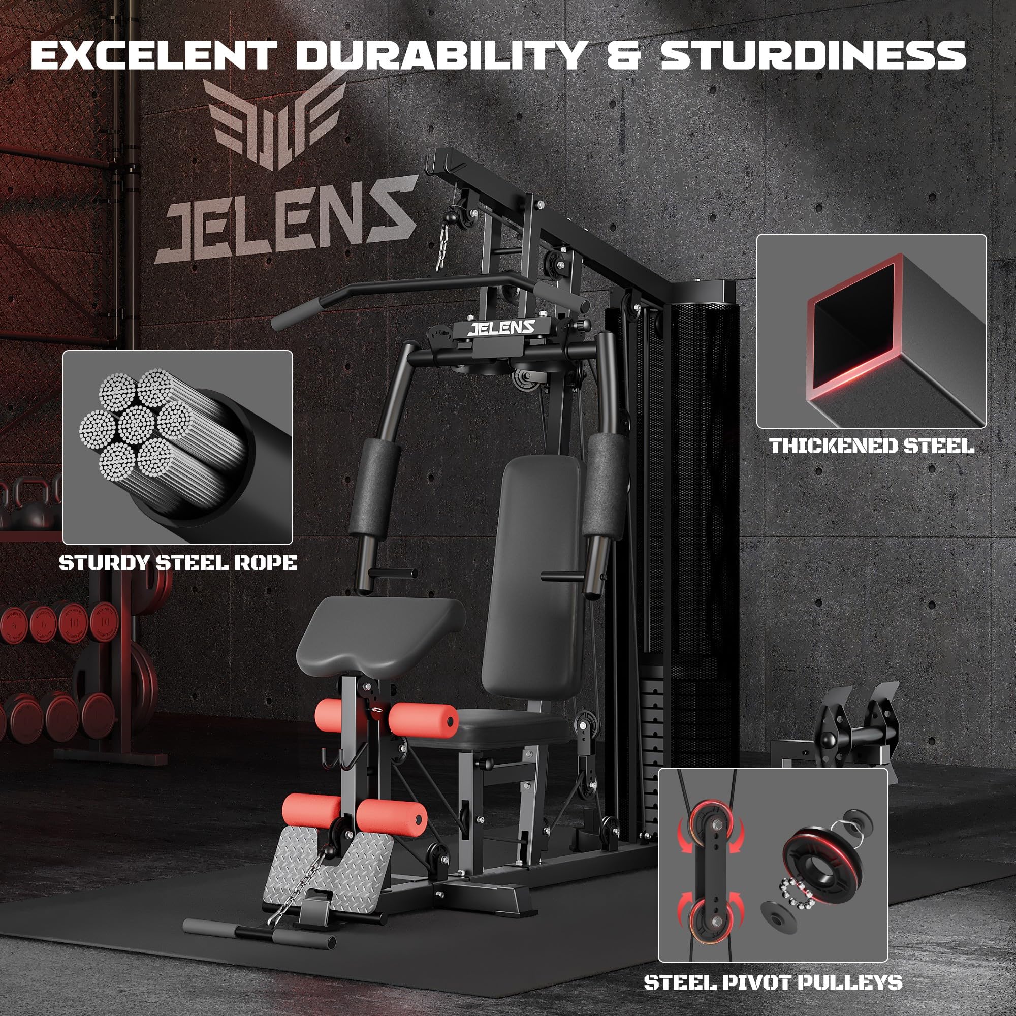 Multifunctional H10 Home Gym Equipment - 146LBS Weight Stack Workout Station with Pulley System for Full Body Training | Perfect for Home Fitness, Strength Training & Muscle Building