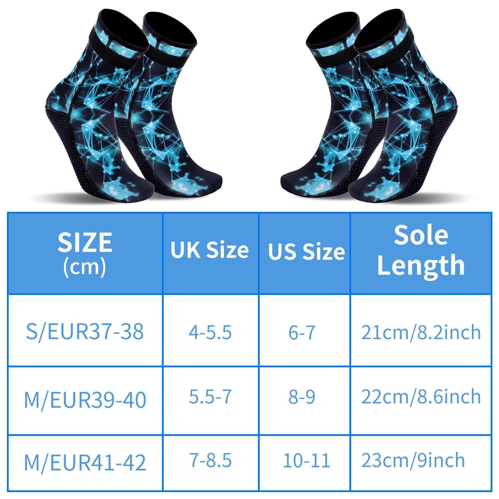 Thermal Neoprene Socks 3mm for Swimming & Sailing - Anti-Slip Wetsuit Socks for Men & Women