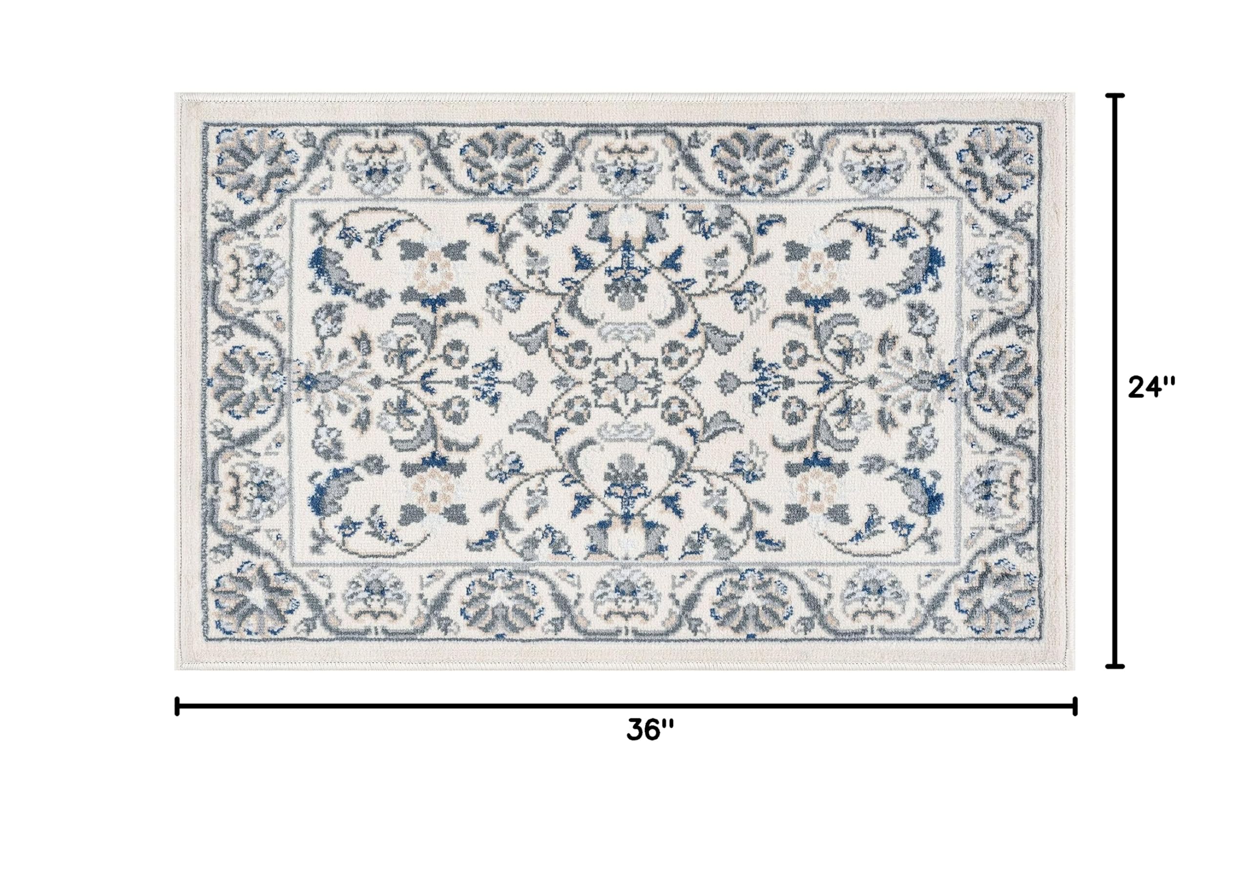 2x3 Cream Entryway Rug - Non-Slip Indoor Front Door Mat, Small Area Rug for Kitchen, Bathroom, Hallway - Modern Contemporary Carpet for Home Decor