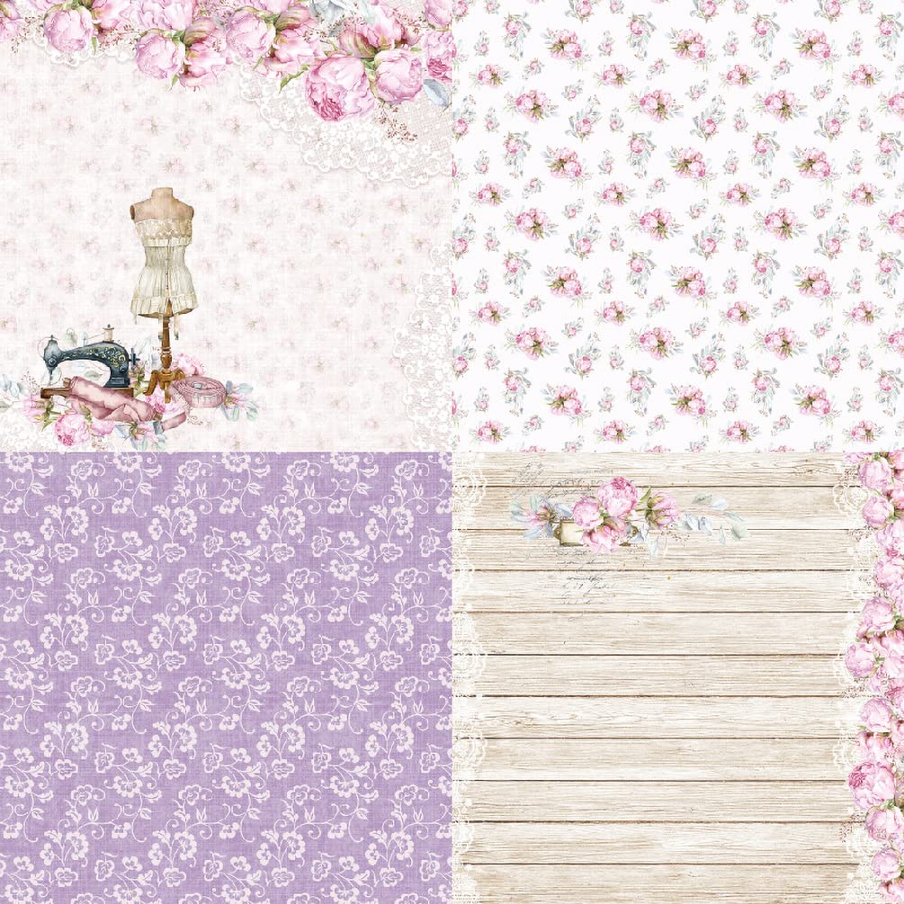 6x6 Inch Floral Scrapbook Paper - 48 Sheets Peony Flower Pattern Cardstock, 12 Spring Designs, Single-Sided Specialty Craft Paper for DIY Cards, Albums & Home Decor