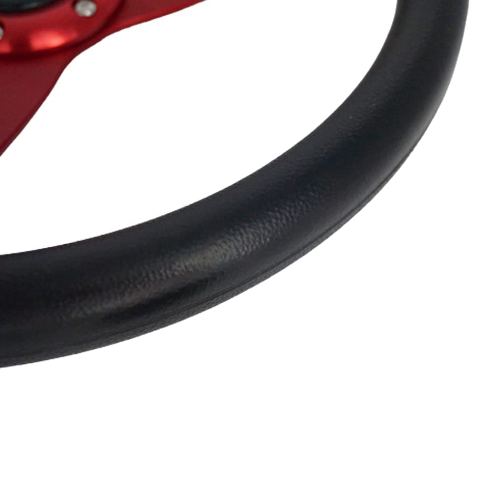 13.8” Universal Quick Release Racing Steering Wheel - 6 Bolt Flat Drift Car Steering Wheel with PU Leather Grip & Aluminum Spokes (Includes Horn Button) | Perfect for Drifting, Track Racing & Performance Driving
