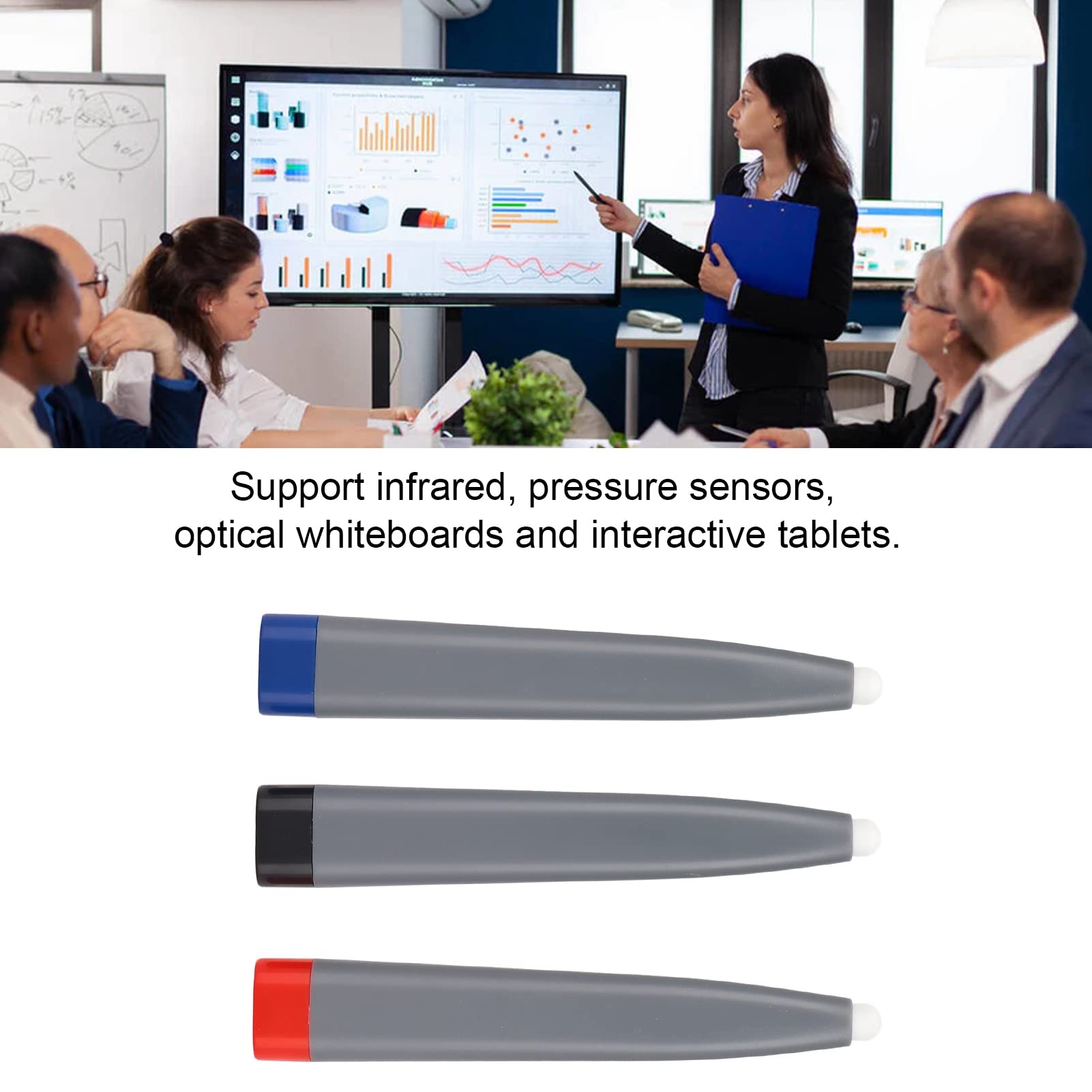 3Pcs Whiteboard Markers with Infrared Tablet Compatibility - Teacher & Presentation Pens for Interactive Whiteboards, Smart Screens & Multimedia Classrooms - Ideal for Online Teaching, Office Meetings & Educational Presentations