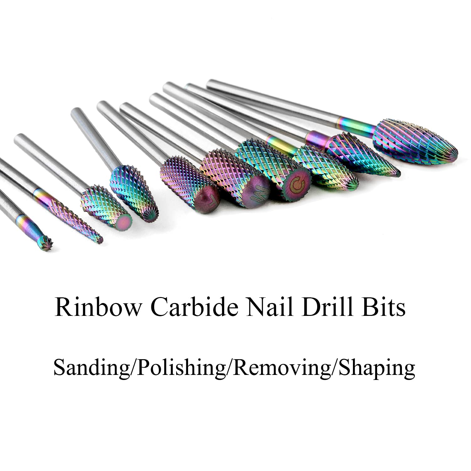 10Pcs Tungsten Carbide Nail Drill Bits Set for Acrylic & Gel Polish Removal - Professional Manicure & Pedicure Tools for Nail Salon & Home Use - 3/32