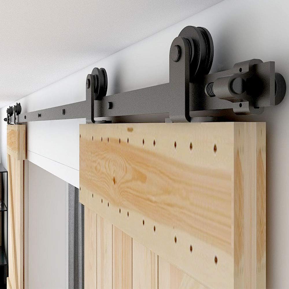 CCJH 15.5FT Heavy Duty Sliding Barn Door Hardware Kit - Smooth Silent Operation, Easy Installation for 46.5