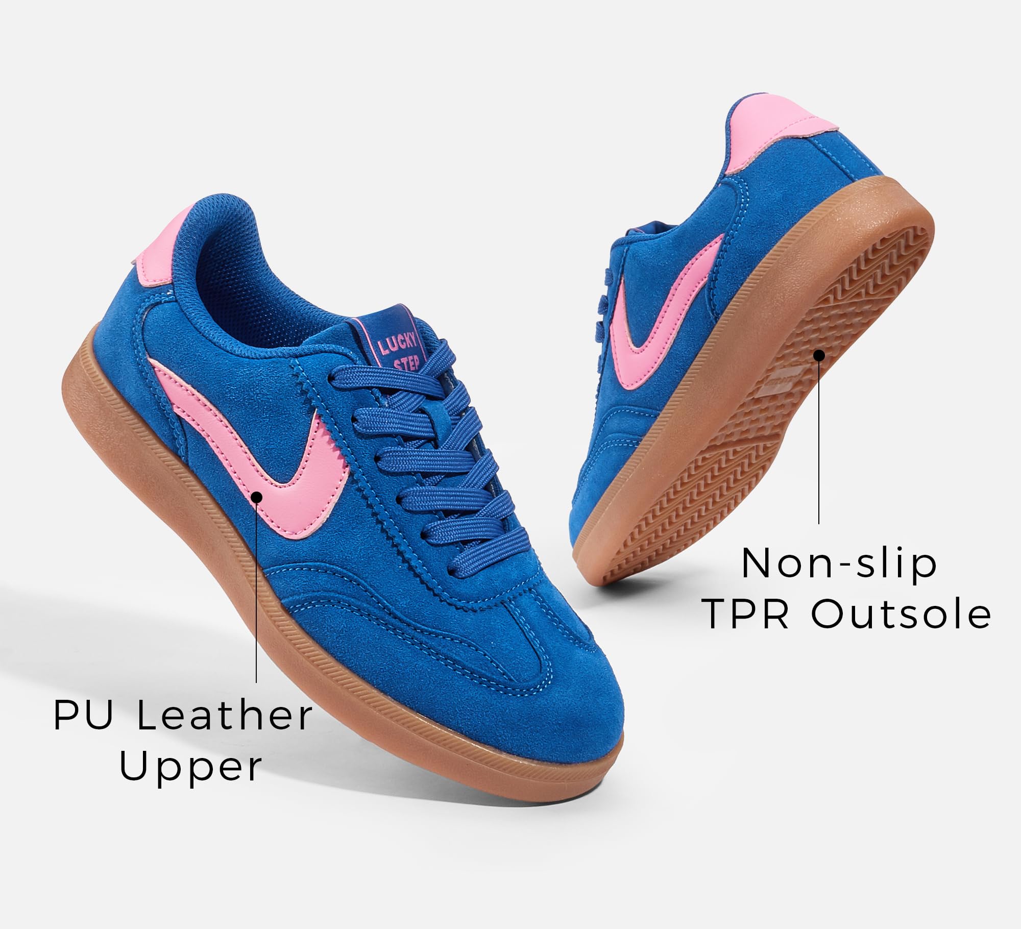 LUCKY STEP Women's Retro Fashion Sneakers - Classic Casual Walking Shoes with Non-Slip Sole for Comfort & Style | Perfect for Skateboarding, Daily Wear & Outdoor Activities