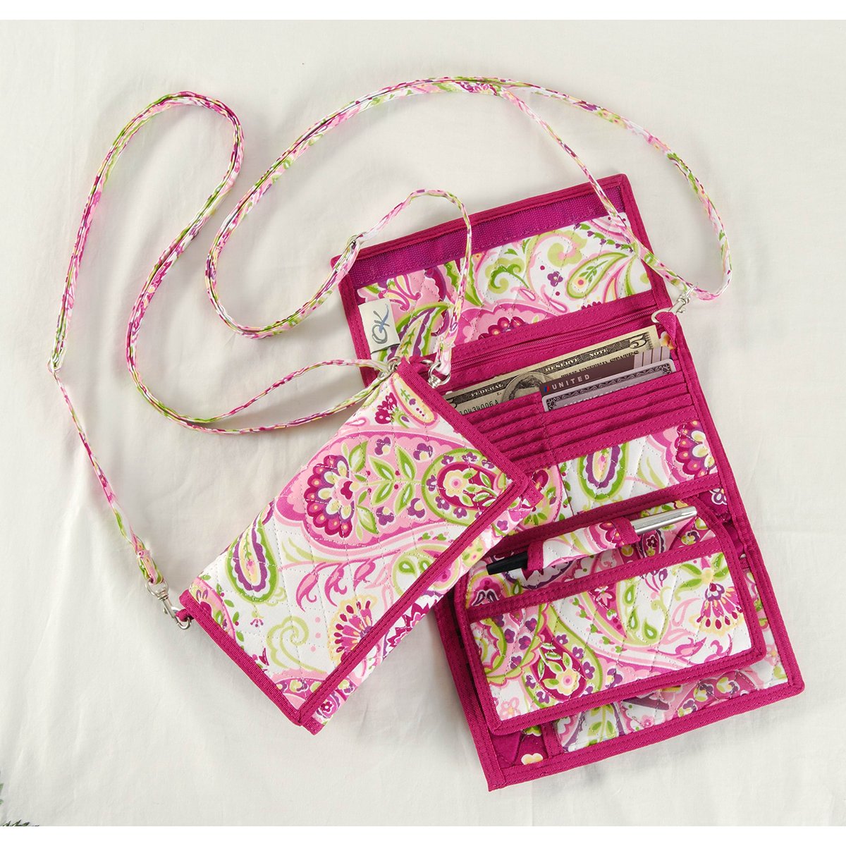 C&F Home Salinas Cotton Quilted Purse Organizer for Women & Girls - Dark Pink | Handbag & Tote Organizer Insert for Travel, Work & Everyday Use