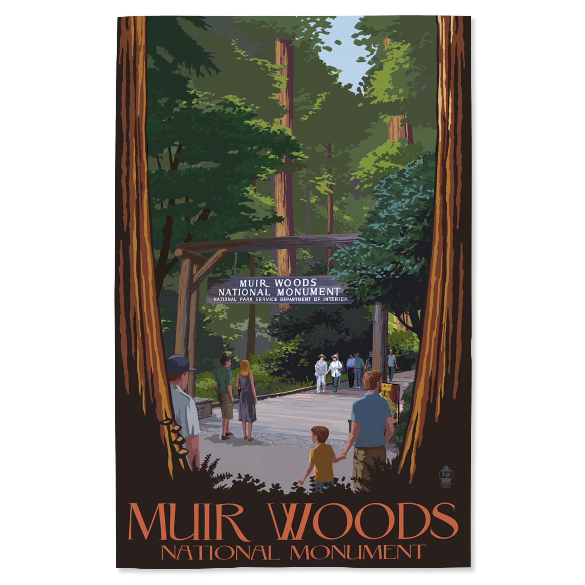Lantern Press 16x24 Inch Giclee Art Print - Muir Woods National Monument California Entrance - Wall Decor for Living Room, Office & Home