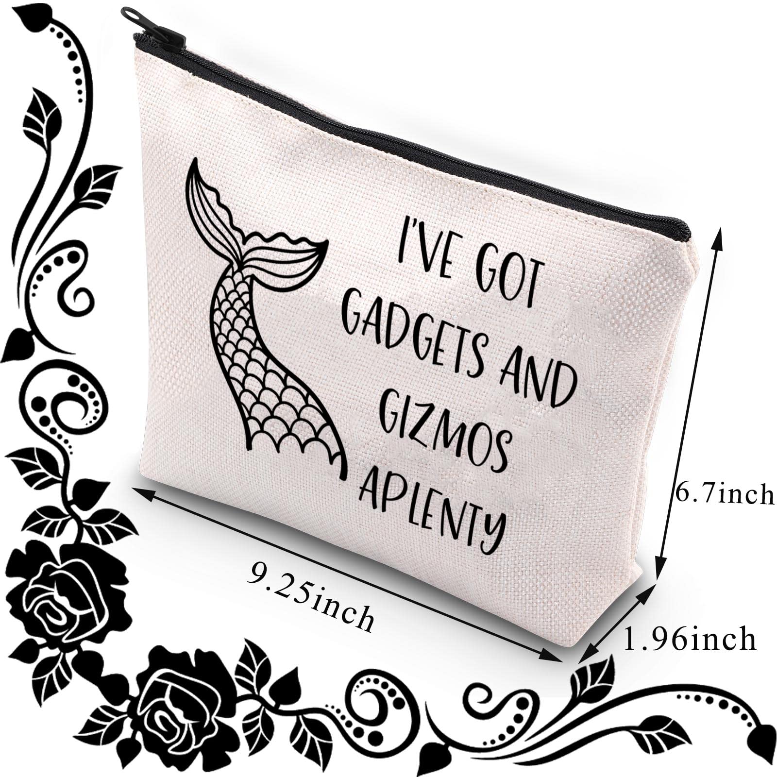 Mermaid Makeup Bag for Beach Lovers - Waterproof Cosmetic Pouch with 'I've Got Gadgets and Gizmos Aplenty' Design - Perfect Summer Vacation Gift for Women, Travel & Pool Accessories