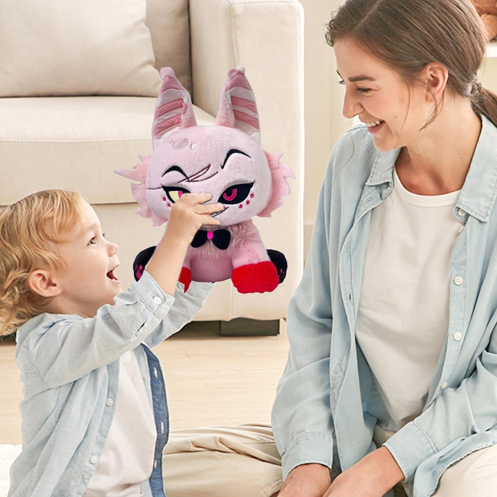 Hazbin Hotel Plush Toy - 9.8 Inch Hell Inn Angel Cat Stuffed Animal, Anime Character Soft Decorative Pillow, Cute Gift for Sofa & Bedroom Decor - Perfect for Anime Fans, Collectors and Home Decoration