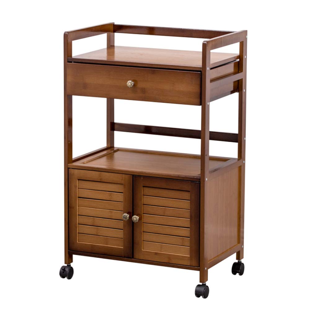 LIULIFE Kitchen Serving Trolley Cart with Doors & Drawer - Mobile Kitchen Cabinet Organizer for Home, Office & Bathroom Storage | Perfect for Entertaining, Small Space Living & Household Organization