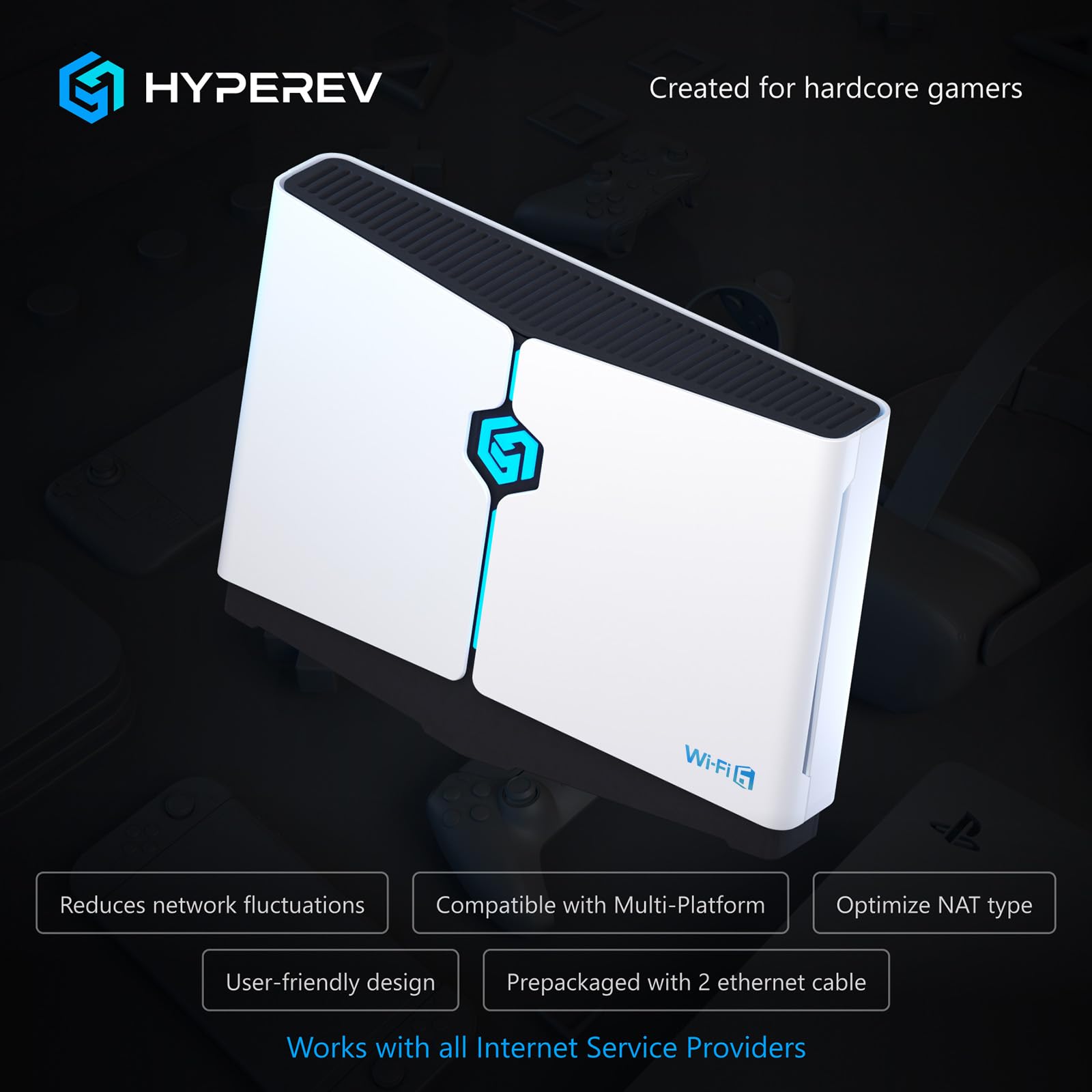 Ultra-Fast Gaming Router for PC, PS5, PS4, Xbox & Nintendo Switch - 2402Mbps Dual-Band WiFi (5GHz/2.4GHz) with Ethernet Port | Free 90-Day GearUP Console Booster | Lag-Free Online Gaming, 4K Streaming & Esports Performance | Perfect for Home Gaming Setup & Multiplayer Battles