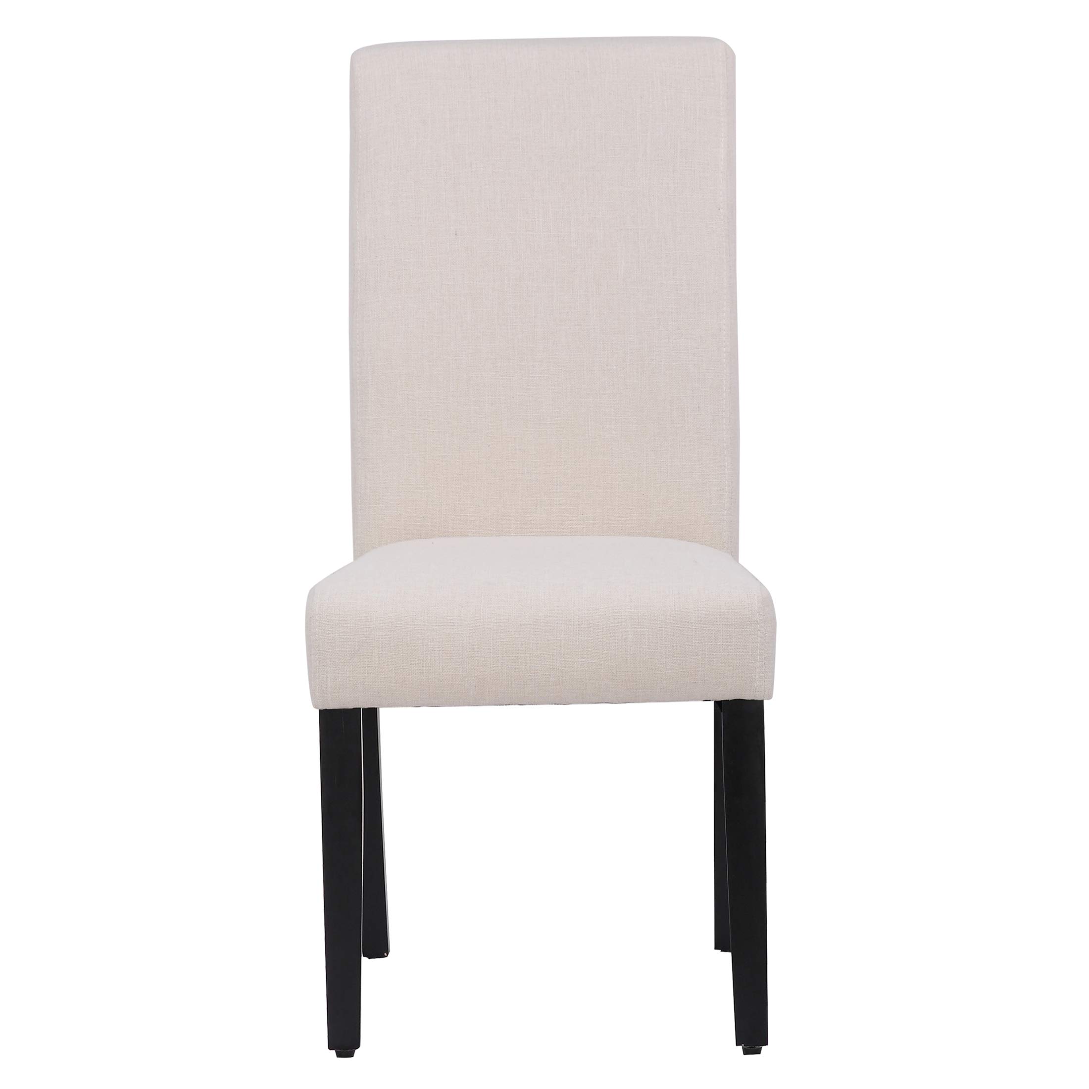 WestinTrends Linox Upholstered Dining Room Chairs Set of 2 - Modern Parsons Kitchen Chairs with Linen Fabric & Solid Wood Legs, Beige - Perfect for Dining Tables & Home Decor