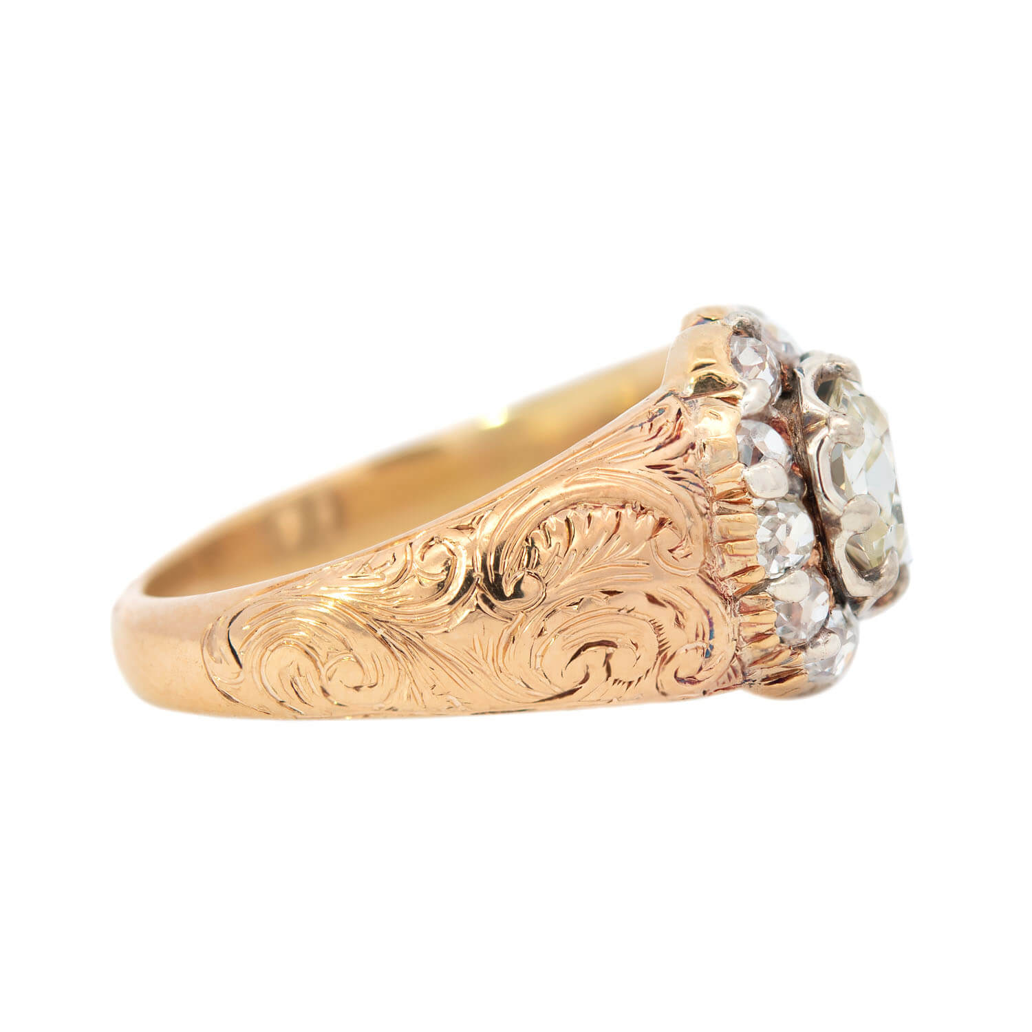 Victorian Style 22k Gold & Sterling Silver Diamond Cluster Engagement Ring - 1.35ct Princess Cut for Wedding Proposal & Anniversary Gifts