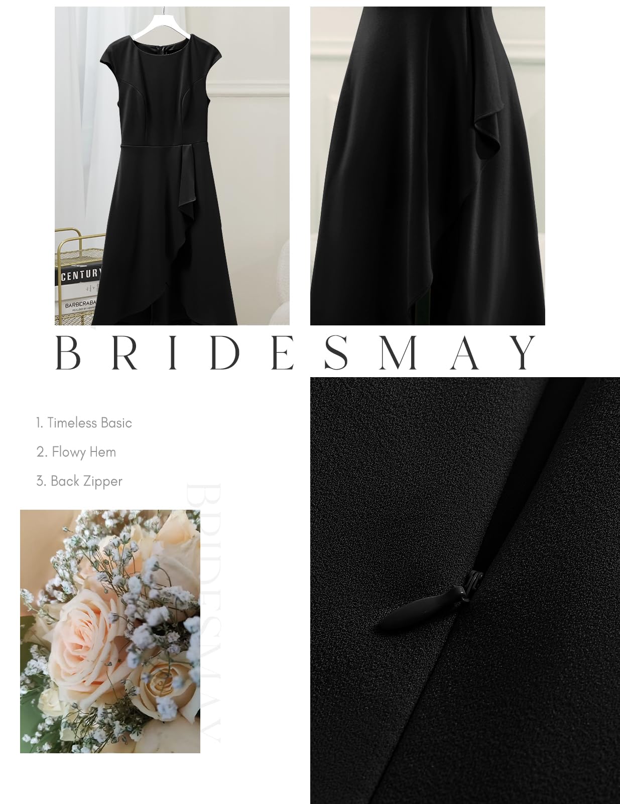 Elegant Bridesmaid & Wedding Guest Cocktail Dresses for Women 2025 - Short Sleeve Spring Summer Midi Dress for Parties, Receptions & Special Occasions