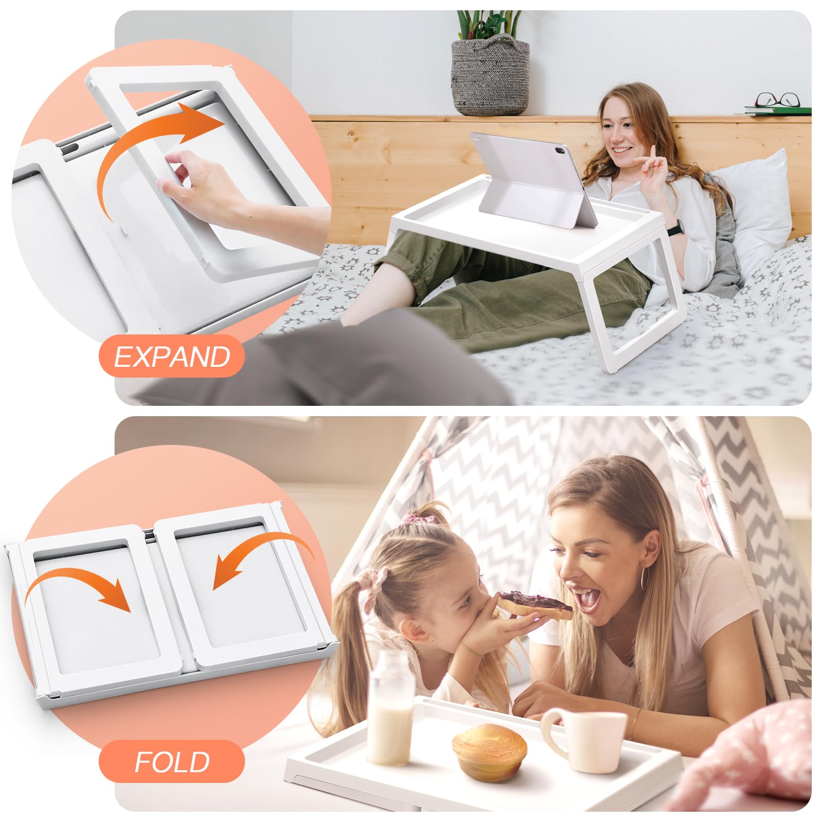 6-Piece Foldable Breakfast in Bed Tray Set with Handles - 26.8
