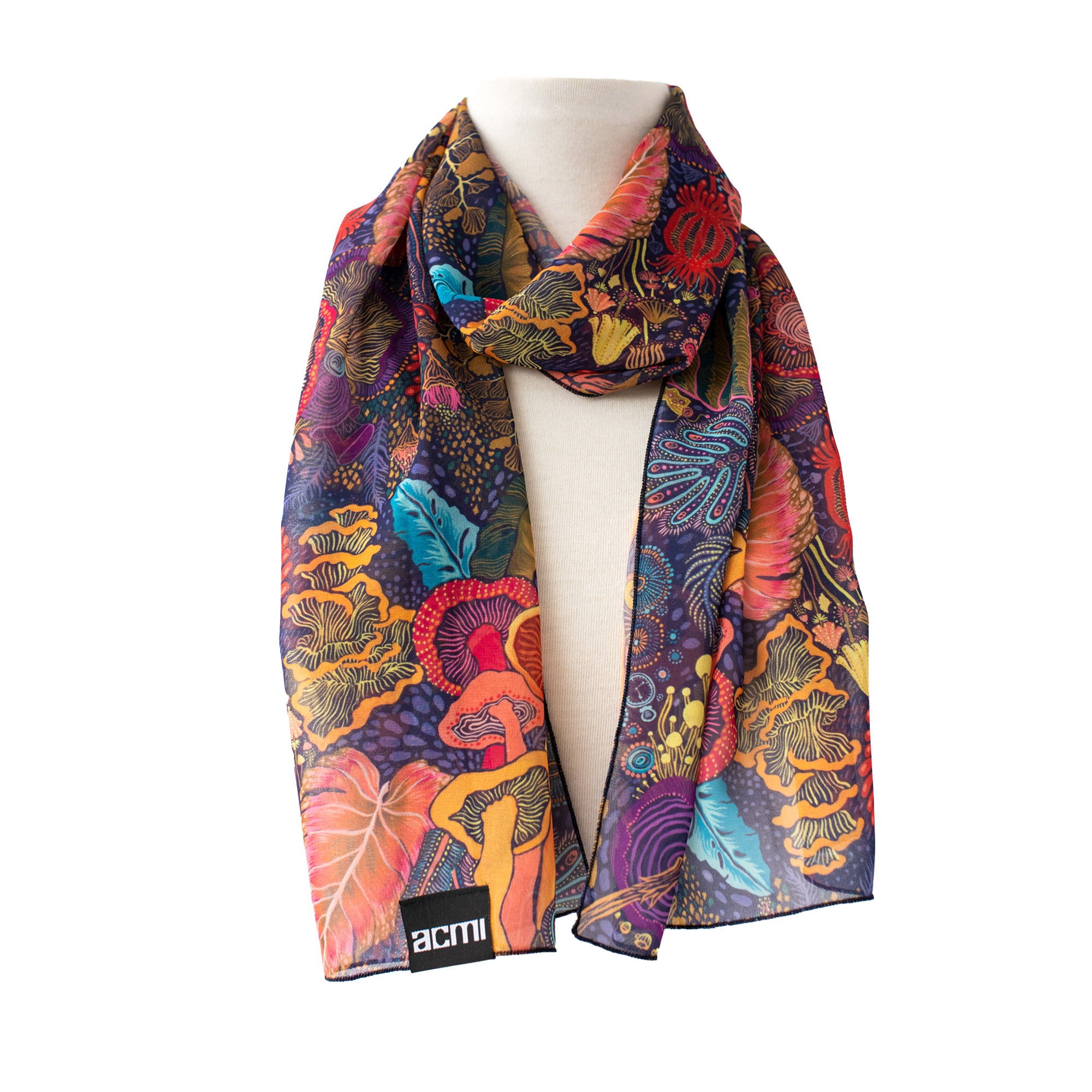 Wonderland Curious Nocturnal Garden Long Scarf - Elegant Winter Fashion Accessory for Women, Perfect for Cold Weather, Parties, and Evening Outings
