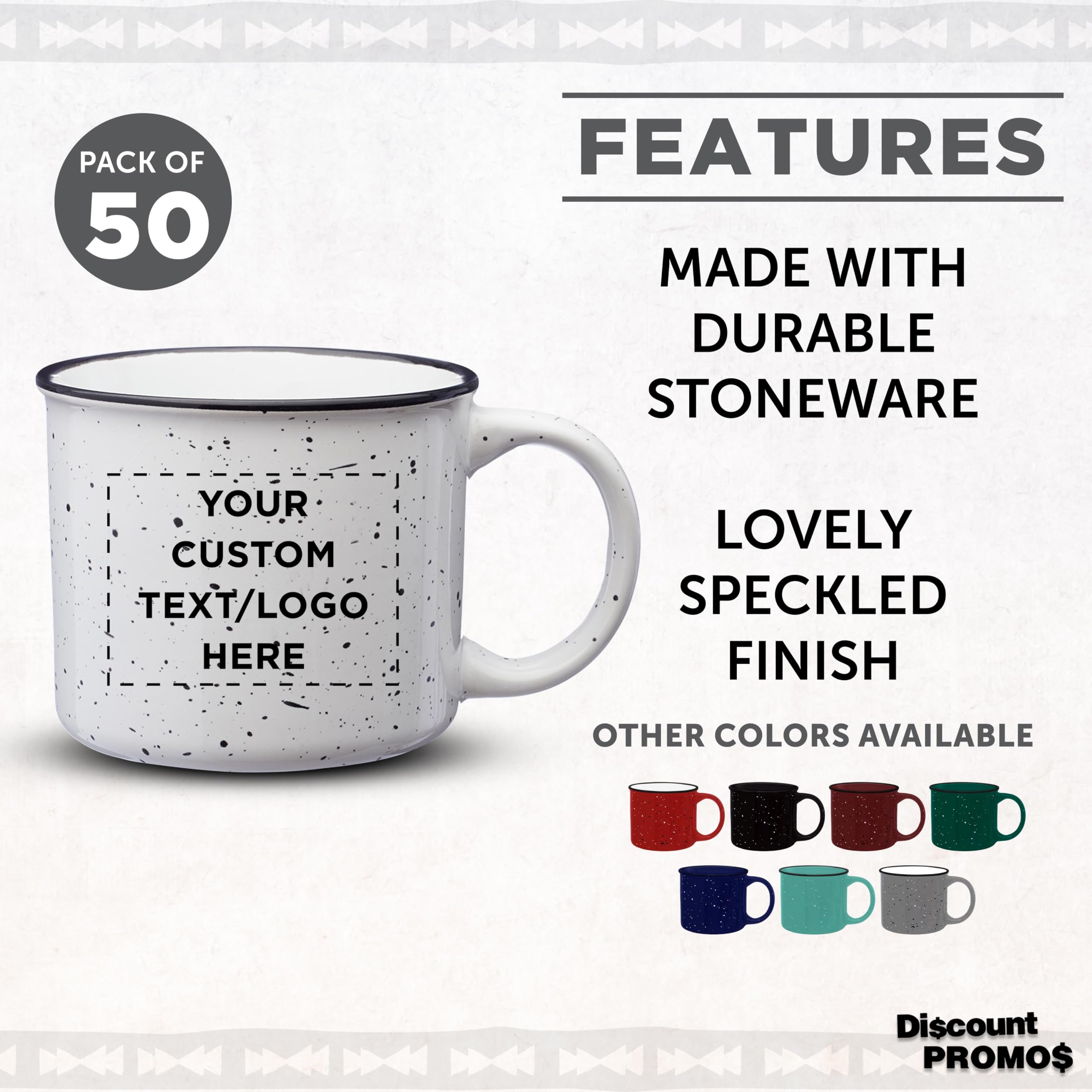 Custom Personalized Ceramic Campfire Coffee Mugs 13oz (Set of 50) - Bulk Pack for Coffee, Tea, Espresso & Hot Cocoa - White Ceramic Cups - Perfect for Camping, Outdoor Adventures & Gifts