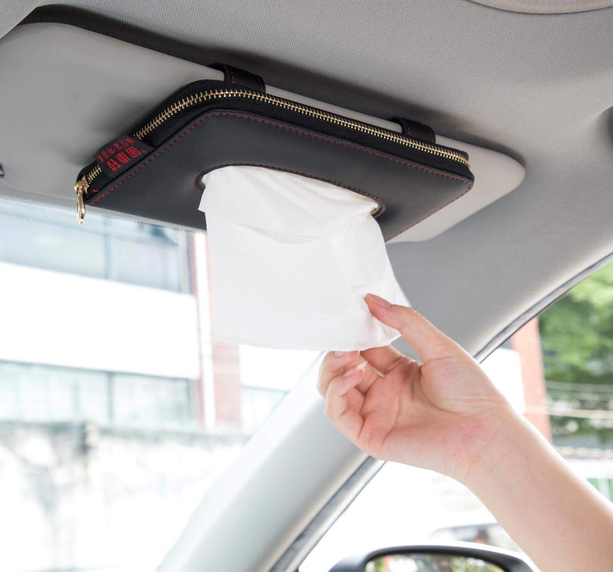 Black Car Visor Tissue Holder - Compact & Durable Auto Tissue Box Organizer for Sedan, SUV, Truck - Perfect for Road Trips, Daily Commute & Family Travel