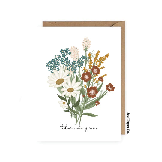 Beautiful Wildflowers Thank You Card - Handmade Floral Greeting Card for Appreciation, Gratitude & Special Occasions - Perfect for Birthdays, Anniversaries & Thank You Notes