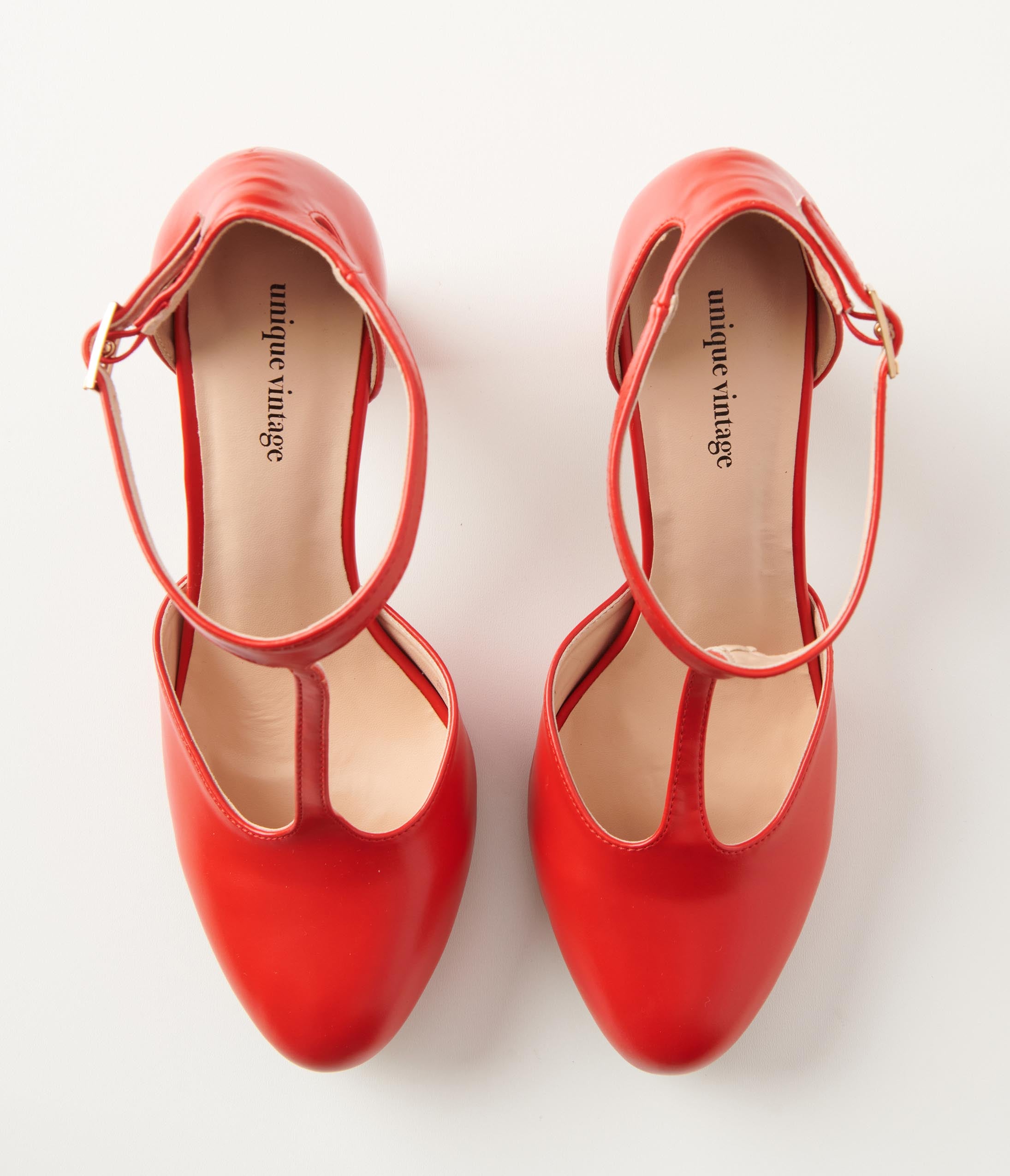 Vintage 1920s Red Leatherette T-Strap Mary Jane Pumps - Retro Flapper Shoes for Gatsby Parties, Swing Dancing & Costume Events