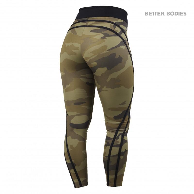 Better Bodies Camo High Waist Tights - Dark Green Camouflage Leggings for Women | Yoga, Workout & Running Activewear