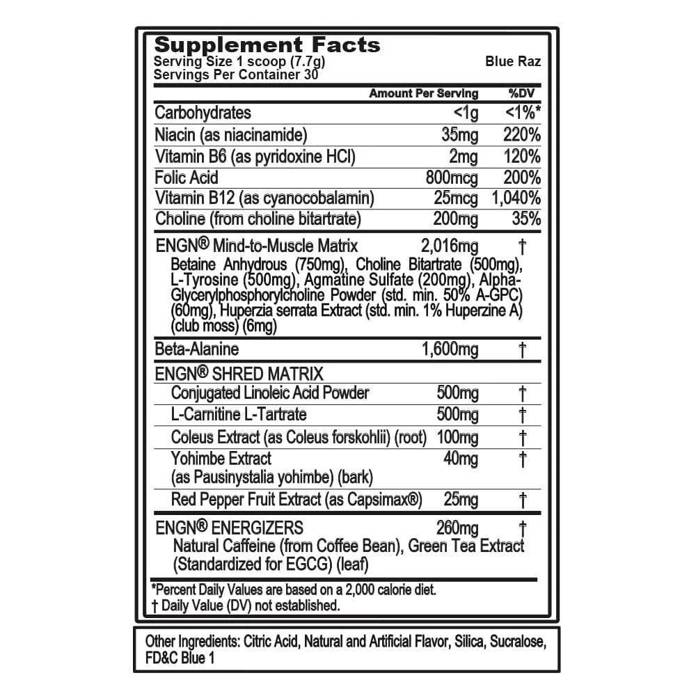 EVLution Nutrition ENGN Shred Pre-Workout Powder - 246g (30 Servings) | Fat Burner & Energy Booster for Gym & Fitness Training