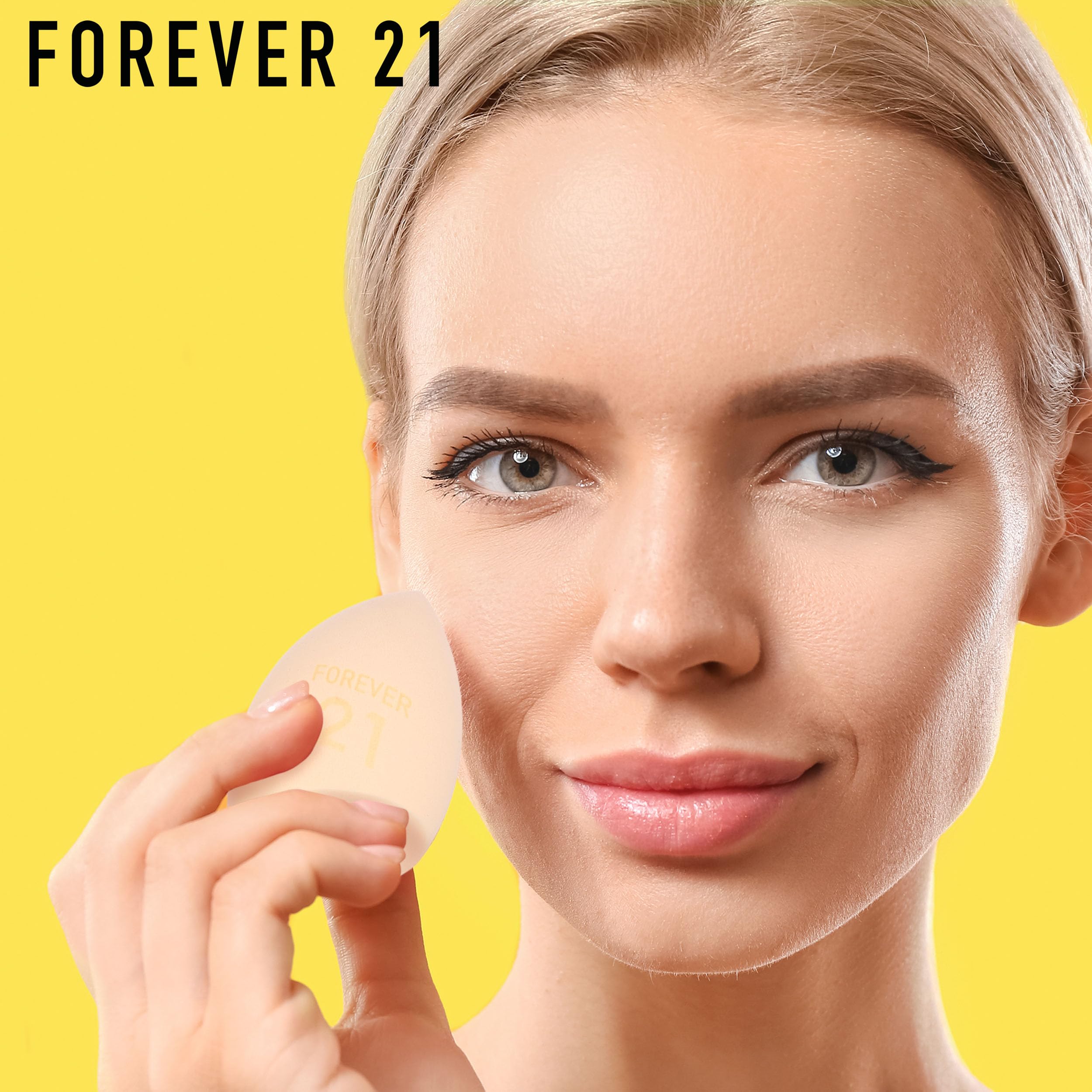 Forever 21 Tan Flat Edge Beauty Sponge - Professional Makeup Blender & Cosmetic Applicator for Flawless Foundation & Concealer Application | Ideal for Everyday Makeup, Contouring & Beauty On-The-Go