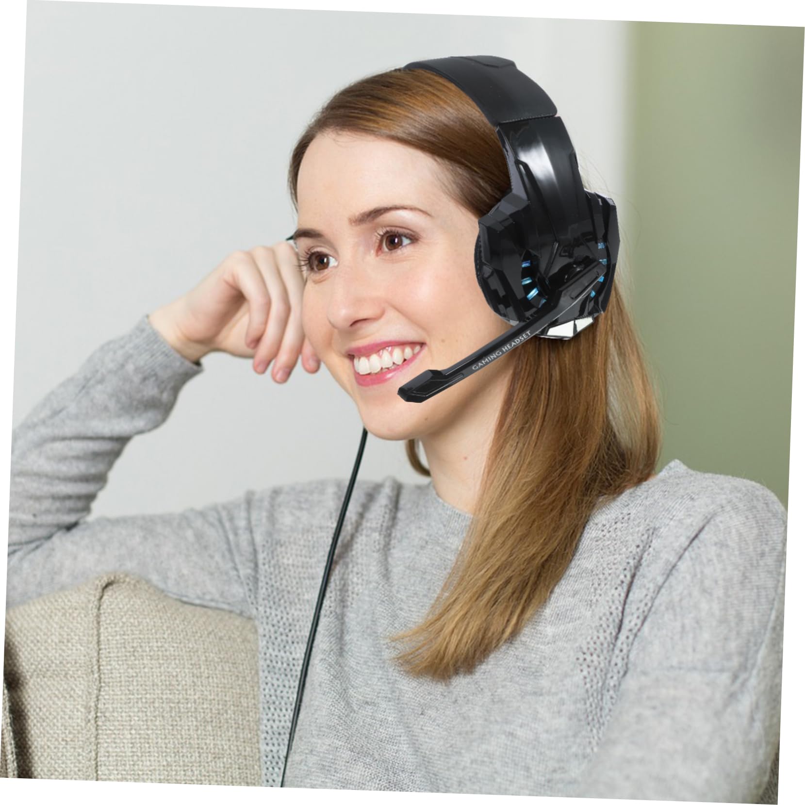 HOOTNEE I3000 Wired Gaming Headset with Microphone - Noise Cancelling Over-Ear Headphones with LED Lights, Soft Memory Foam Earmuffs for PC, PS4, Xbox - Perfect for Long Gaming Sessions & Online Meetings (Black)