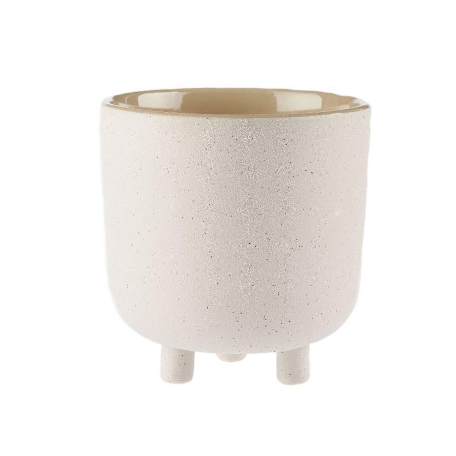 Linen House Kai Shell Planter Pot - 7.5 Inch Ceramic Flower Pot with Drainage Hole for Indoor Plants, Succulents & Home Decor | Perfect for Living Room, Office & Garden Decor