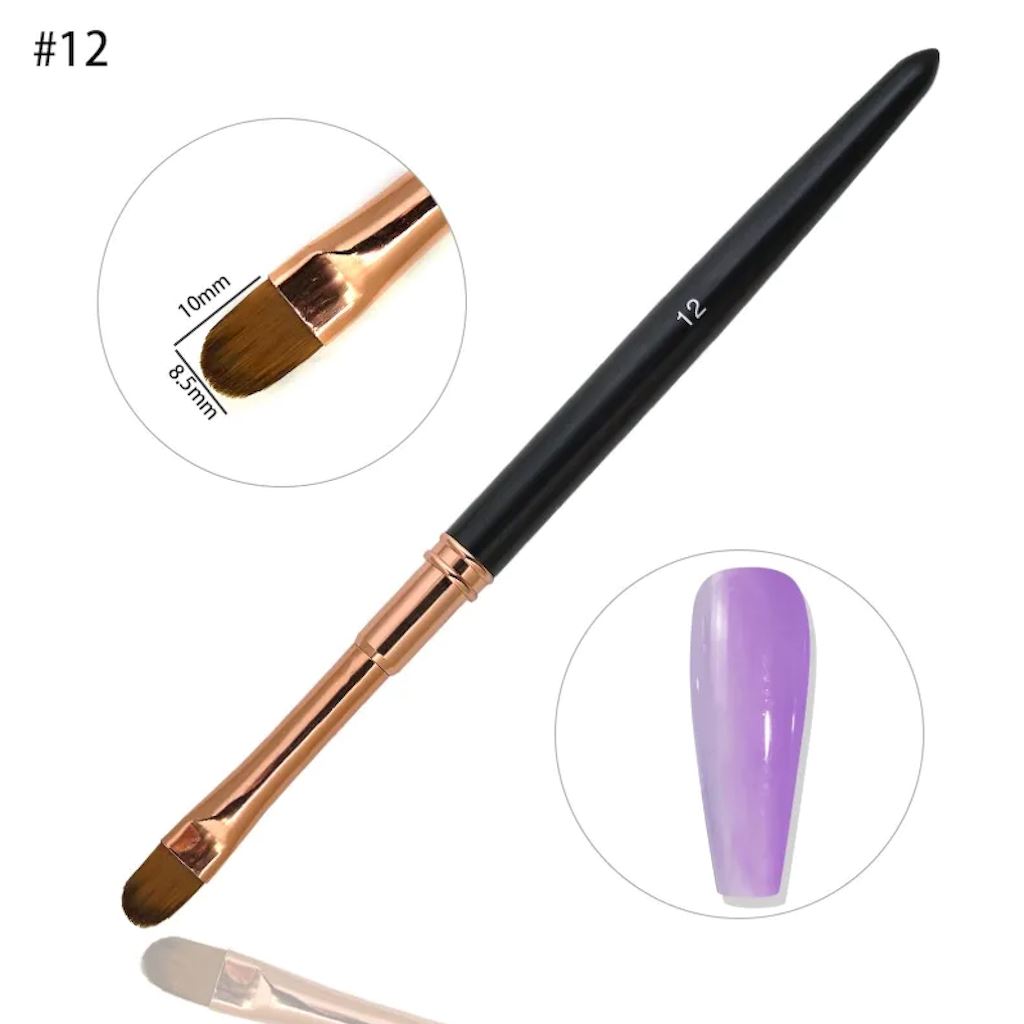 Professional Gel Nail Brush with Cap - Black & Rose Gold for Nail Art, DIY Manicure, and Salon Use