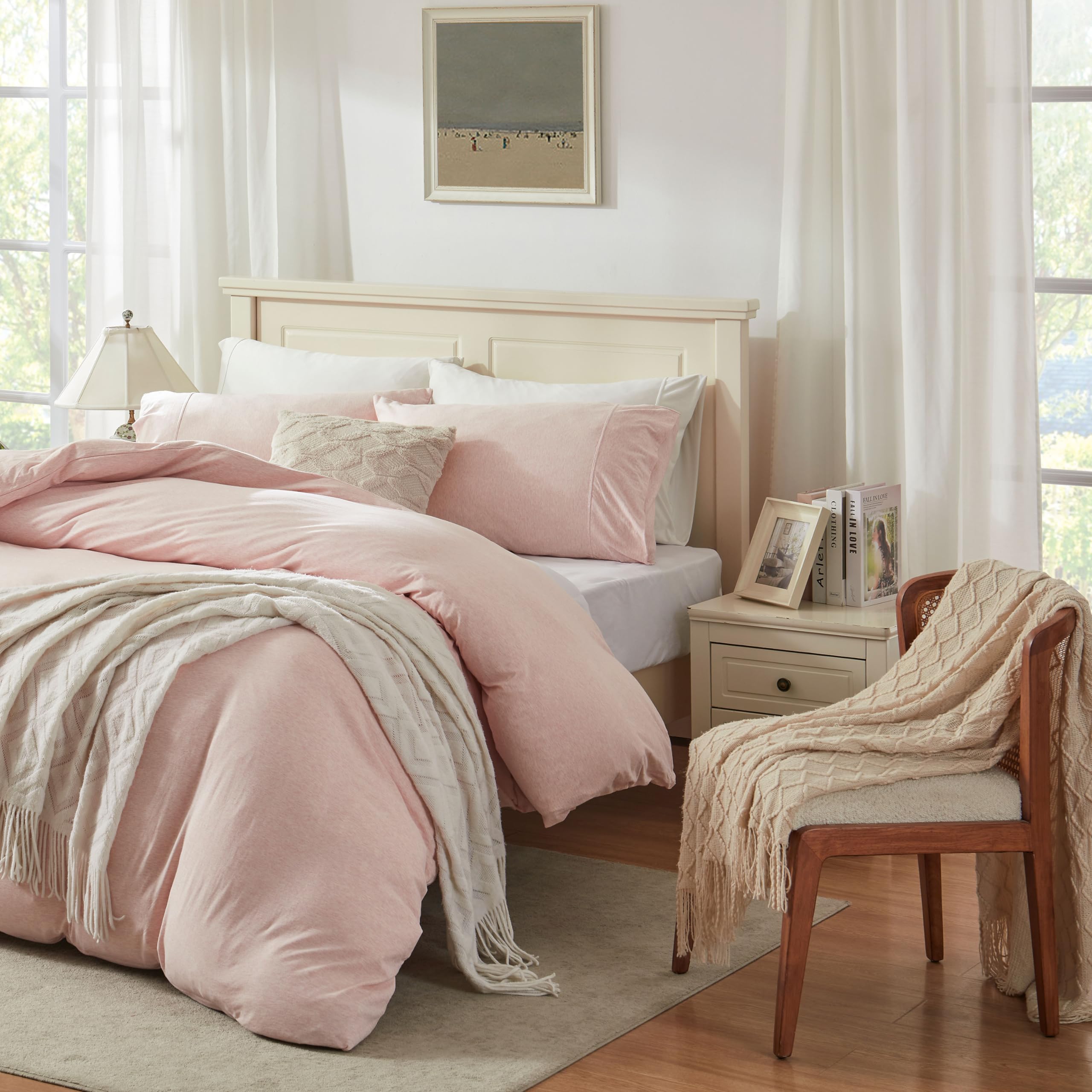 Soft Jersey Knit Cotton Duvet Cover Set - King Size 3pc for Cozy Bedroom