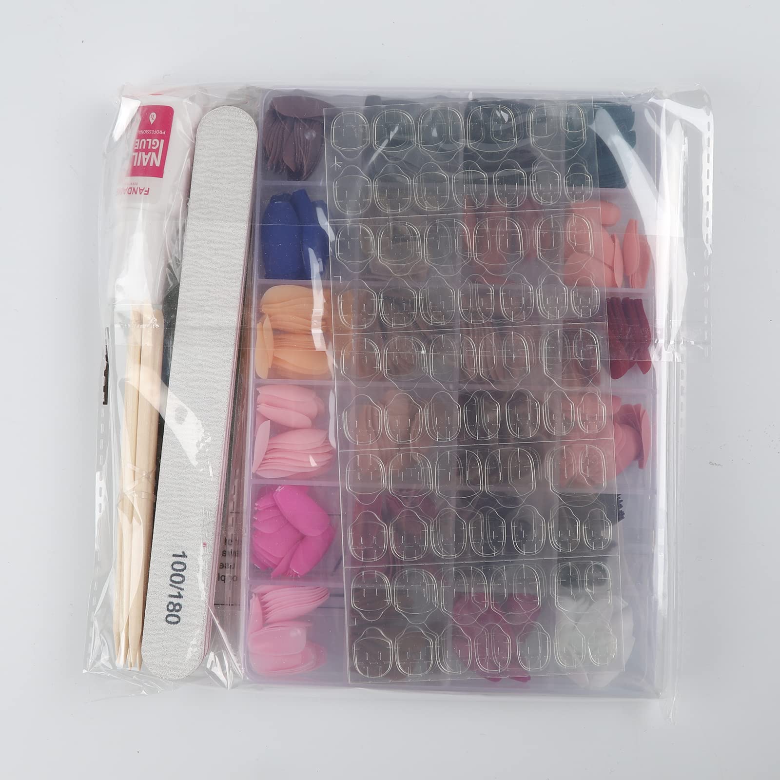 FANDAMEI 24 Pack Matte Press on Nails - Medium Coffin Fake Nails with Glue & Tools for DIY Nail Art at Home