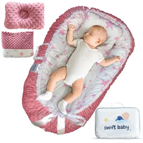 Soft Baby Lounger & Blanket Set for Newborns (0-24mo) - Co-Sleeping & Nursery Essentials