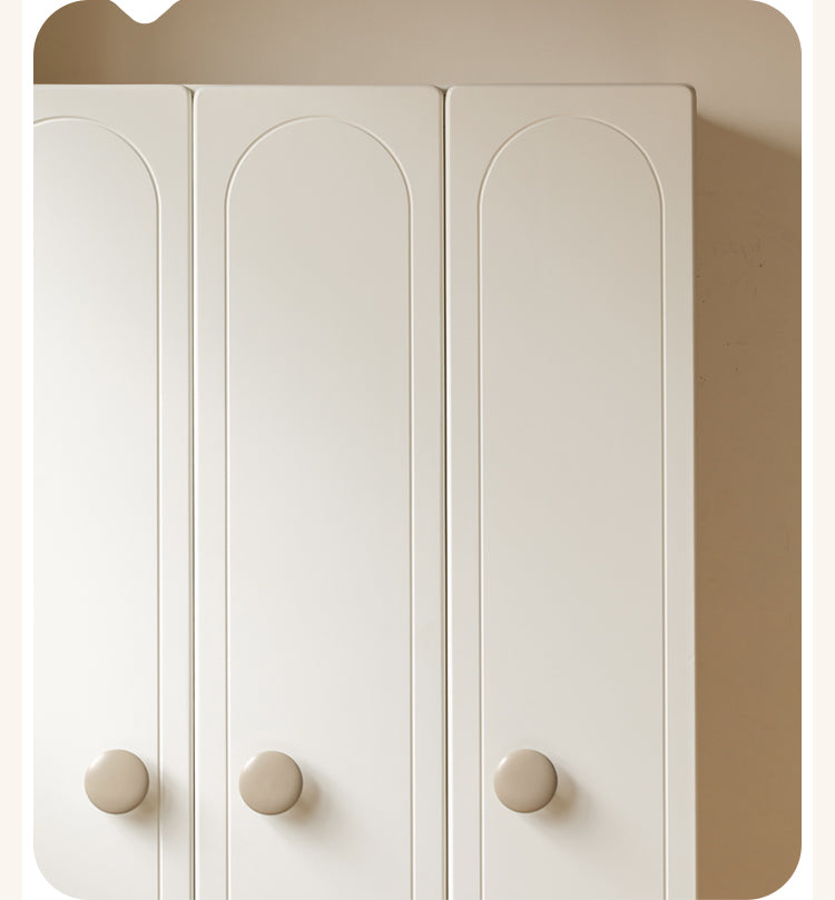 Pine Solid Wood White Cream Children's Wardrobe - Kids Bedroom Storage Organizer for Clothes, Toys & Books - Perfect for Nursery, Bedroom & Playroom Organization