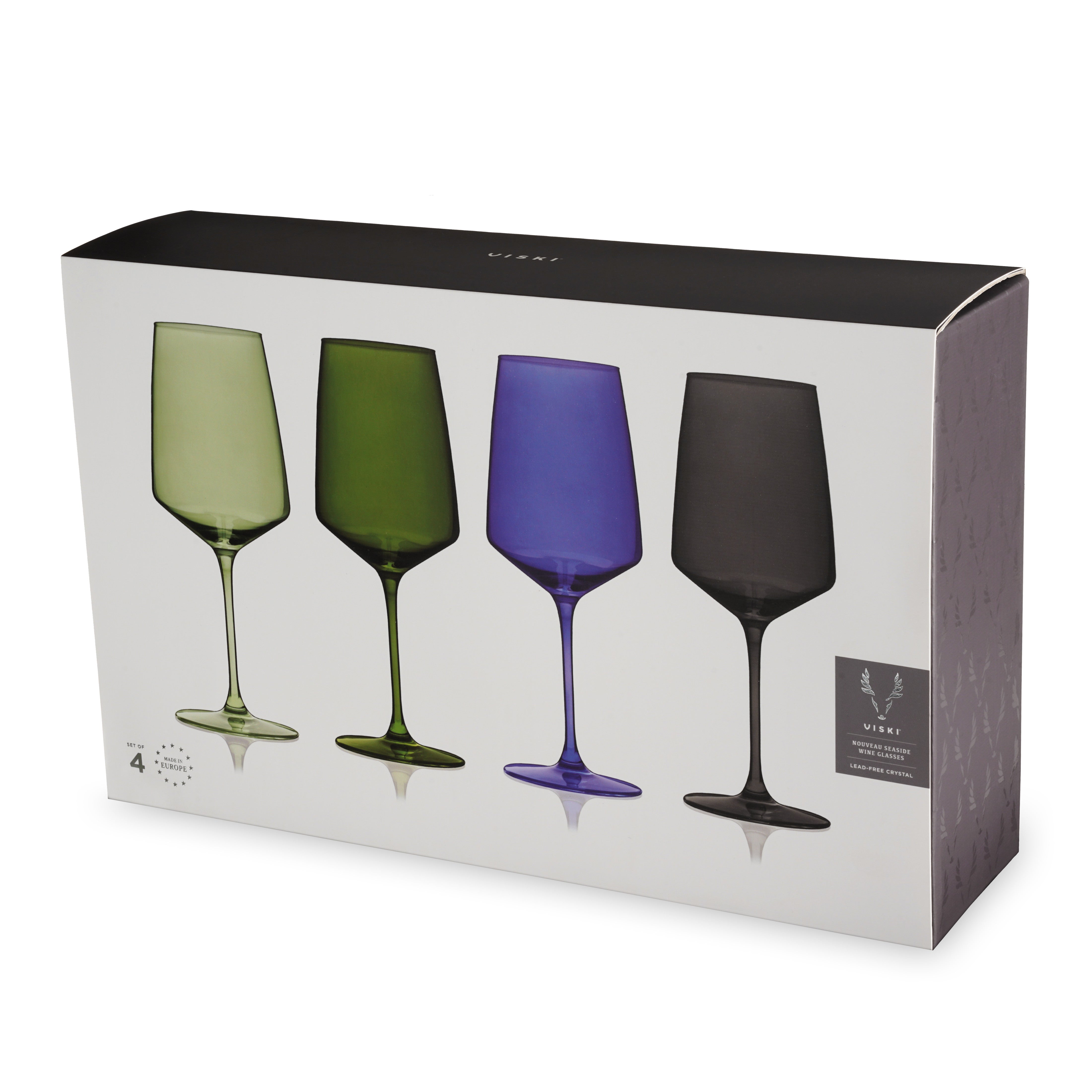 Premium Nouveau Crystal Wine Glasses - Set of 4 Elegant Stemware for Red & White Wine - Perfect for Beachside Dining, Romantic Dinners & Wedding Gifts
