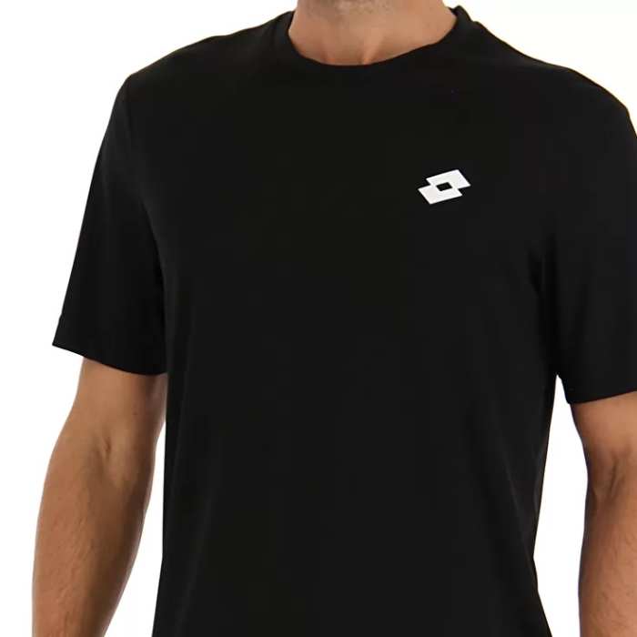 Lotto Men's Core Tee Top - Soft Cotton Short Sleeve T-Shirt for Casual Wear & Gym (Black) - Perfect for Everyday Outfits, Workouts, and Sports Activities