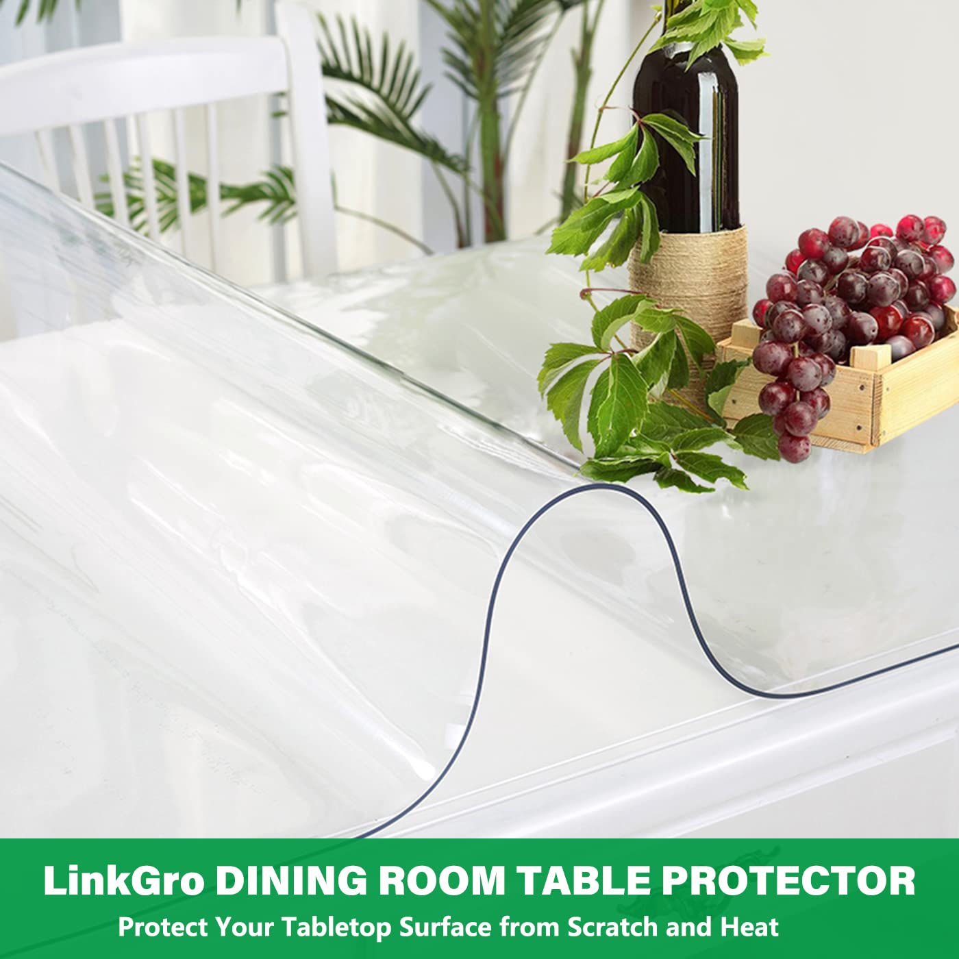 Crystal Clear PVC Tablecloth Protector - Waterproof Dining Table Cover, 38x108 Inch, 1.5mm Thick - Perfect for Glass Tables, End Tables & Table Runners - Ideal for Daily Use, Parties & Home Decor