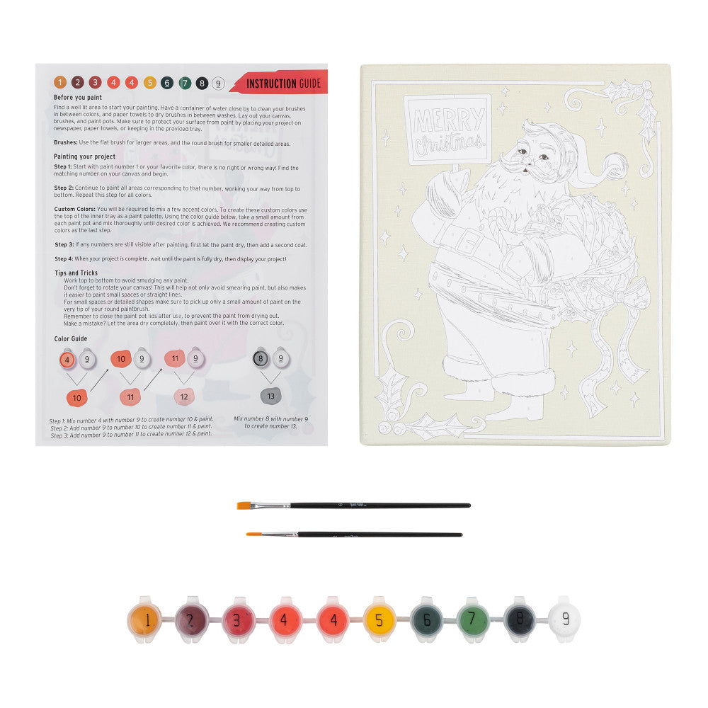Brea Reese Santa Claus Acrylic Paint by Numbers Kit for Adults - DIY Christmas Art Painting Set for Home Decor & Holiday Gifts